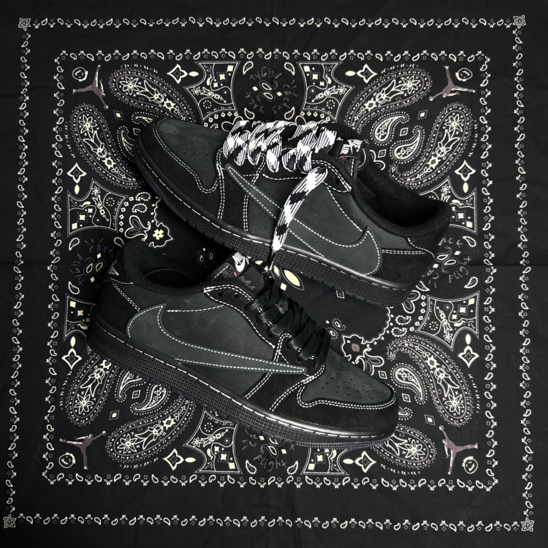 PK 조던 레플리카 트래비스 스캇 x 에어 조던 1 로우 OG 블랙 팬텀 레플리카