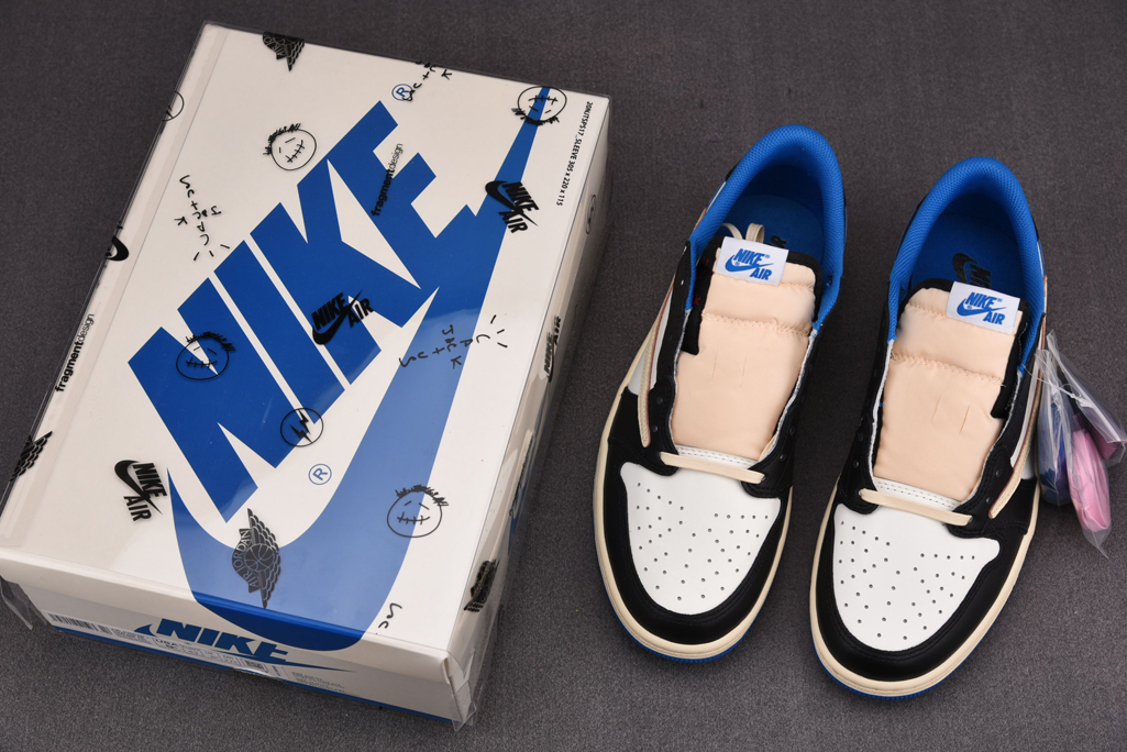 트래비스 스캇 X 프라그먼트 X 에어 조던 1 로우 밀리터리 블루