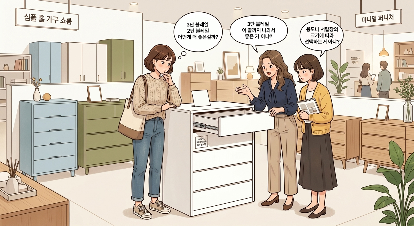세컨드컨테이너 프리미엄 서랍장 레일 종류별 스펙 비교 - 철레일, 2단 볼레일, 3단 볼레일 내하중 및 가구 안전 가이드