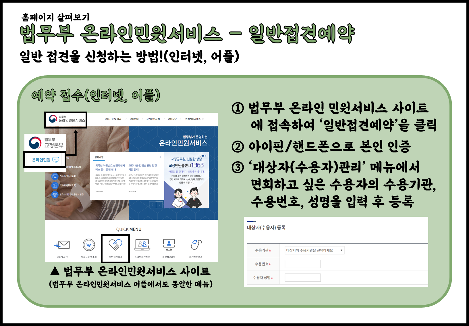 세움 포스팅] 교정본부 홈페이지 쉽게보기 - 접견(1) 일반접견, 화상접견, 스마트접견 : 세움 | 아카이브