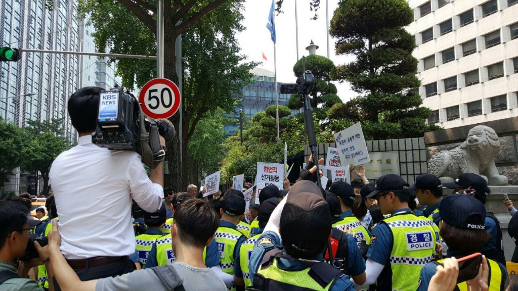 시민사회단체연대회의‧총선넷 등에 대한 검‧경의 압수수색‧과잉수사‧유권자탄압 규탄 항의방문 및 기자회견 ⓒ환경운동연합