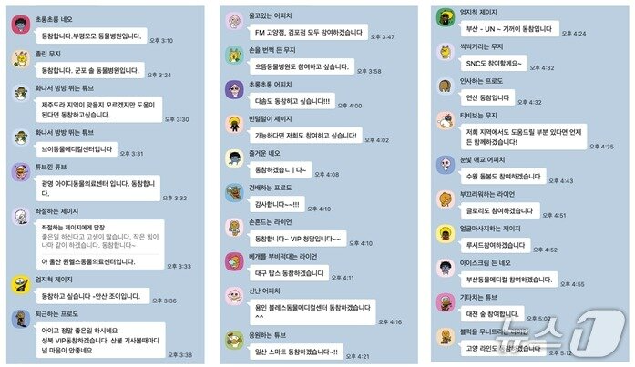 본문 이미지 - 벳아너스 회원 동물병원들은 단톡방에서 산불 피해동물들을 돕겠다며 지원에 나섰다(벳아너스 제공). ⓒ 뉴스1