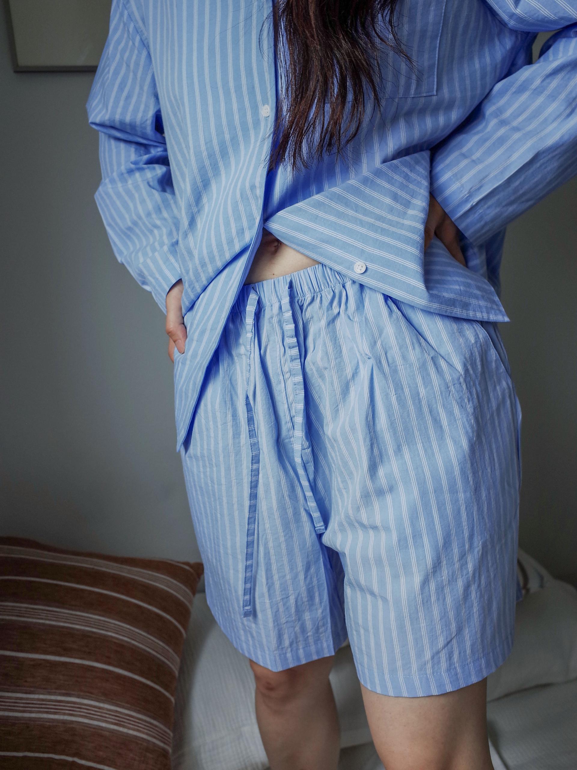 Blue Stripe Pajama Shorts