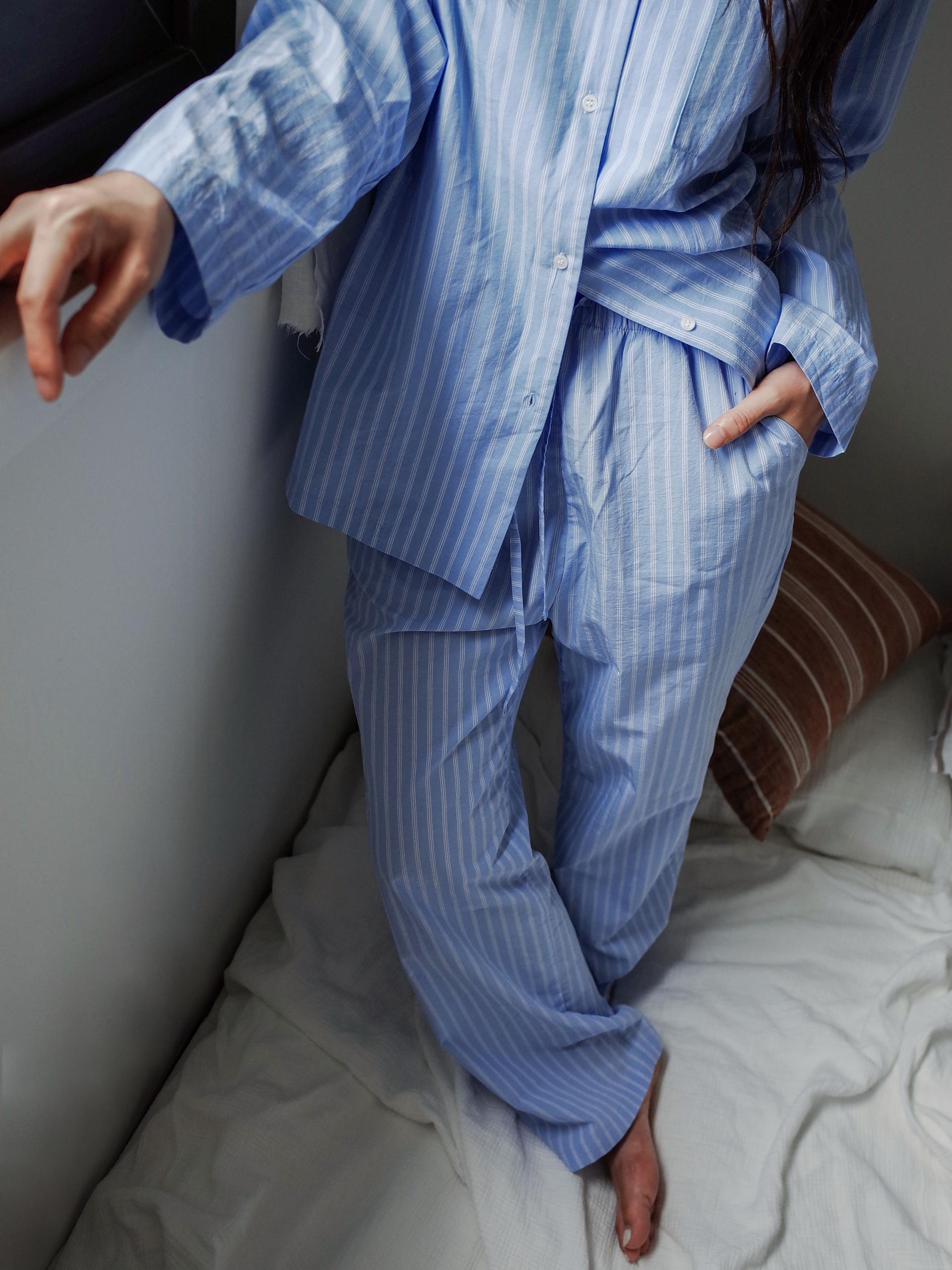 Blue Stripe Pajama Pants Set