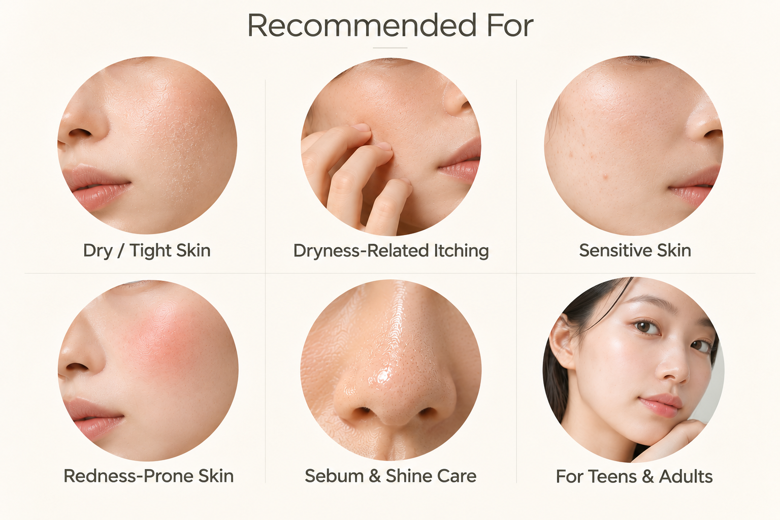 Recommended skin types for ATOMU Essence B