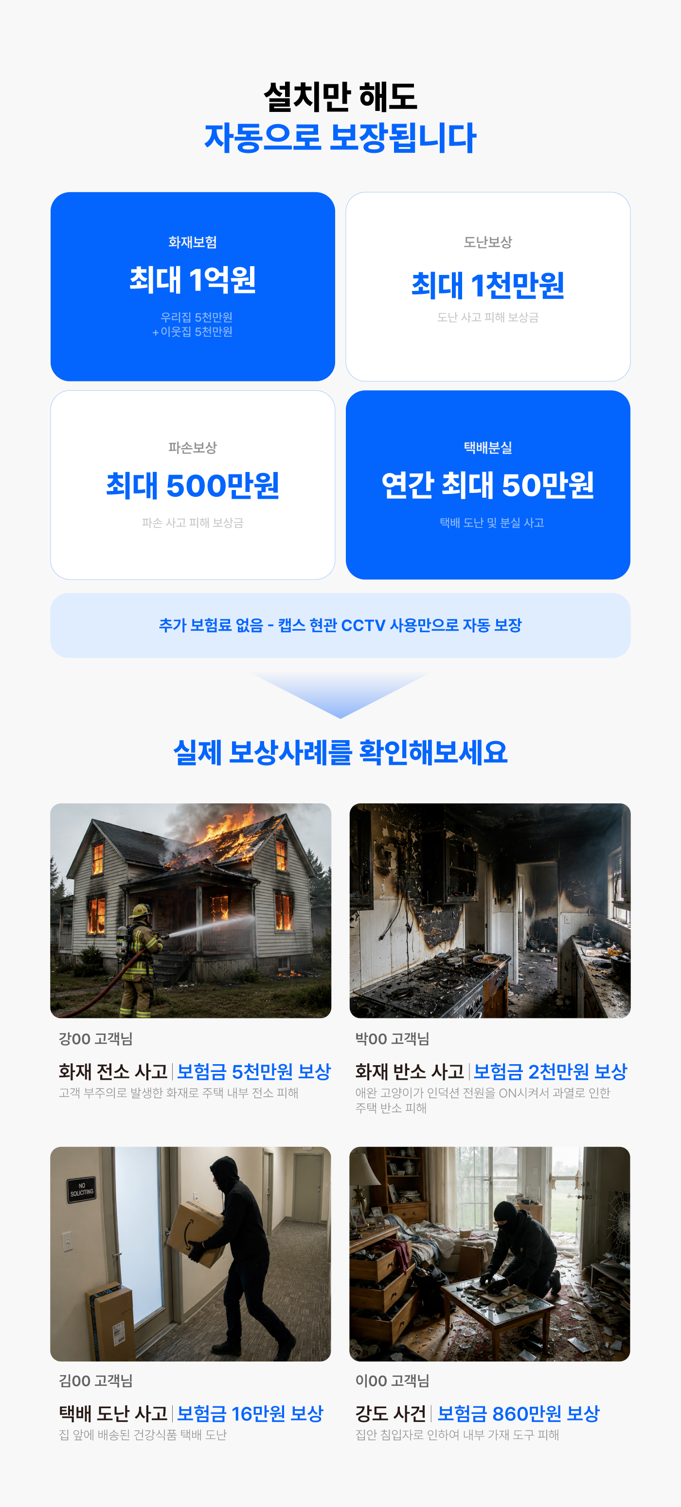 캡스홈 현관cctv 설치비 및 3개월 무료이벤트 무선 무타공설치 3년 약정