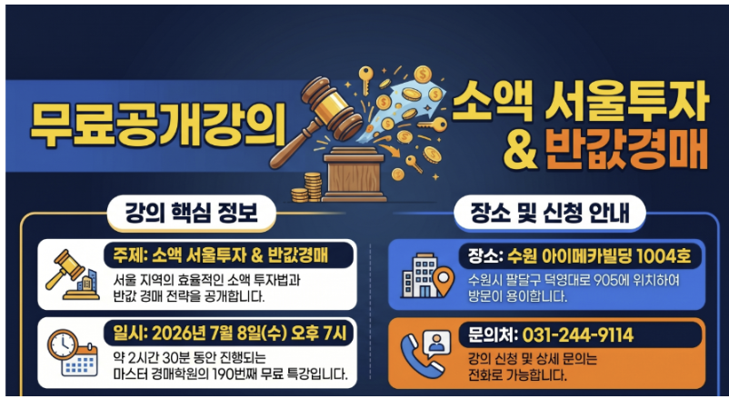 [190차 무료공개강의] 소액 서울투자 /반값경매