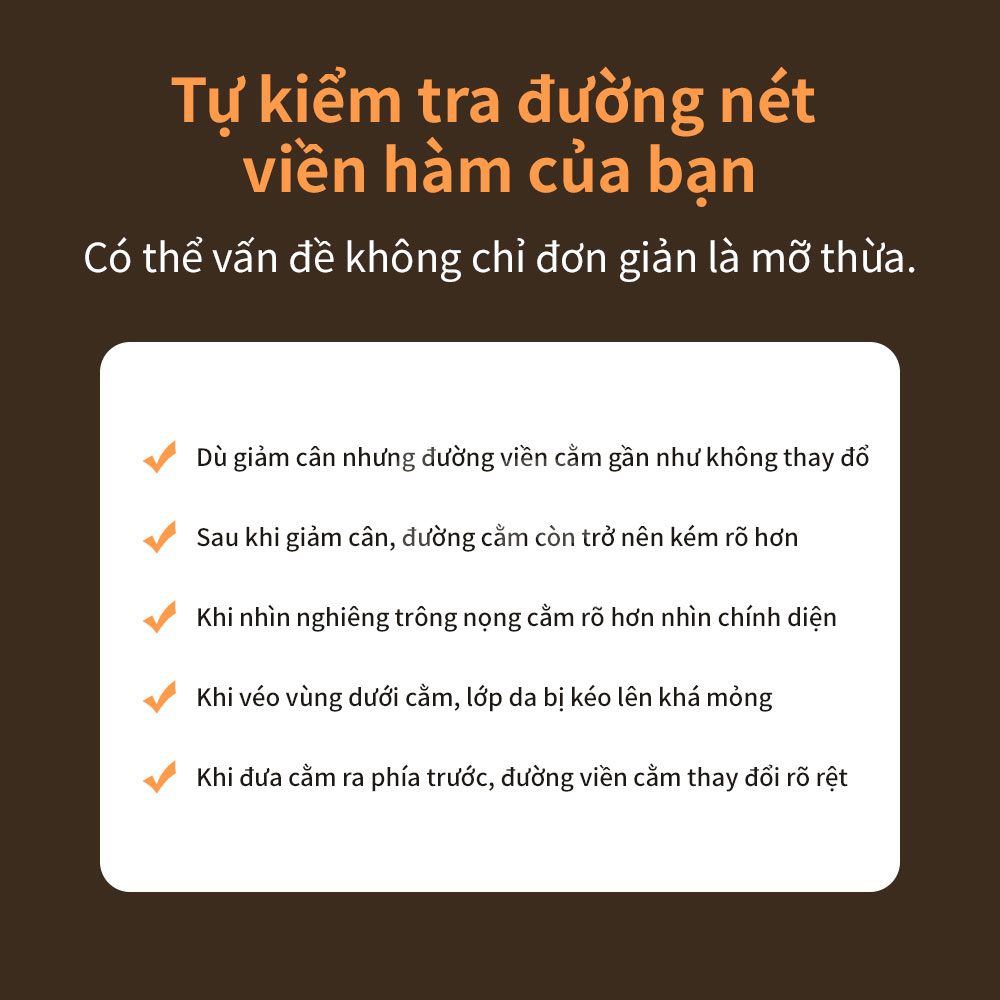 Khi cân nặng đã giảm nhưng đường viền hàm lại trở nên mờ hơn, điều này có thể liên quan đến thay đổi cấu trúc dưới cằm và tình trạng chảy xệ khuôn mặt.