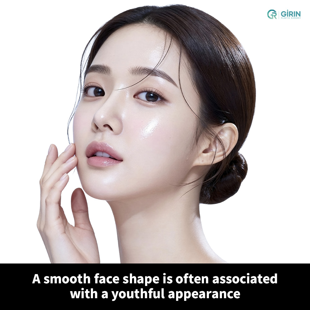 Structural hollowing of the temples and cheeks creates the characteristic peanut-shaped facial contour.