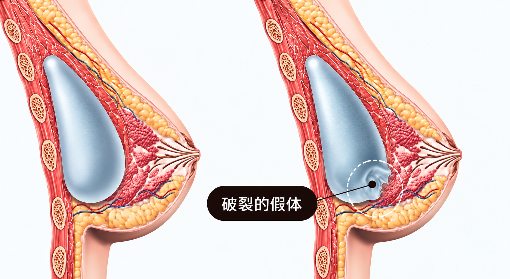 隆胸修复类型示意