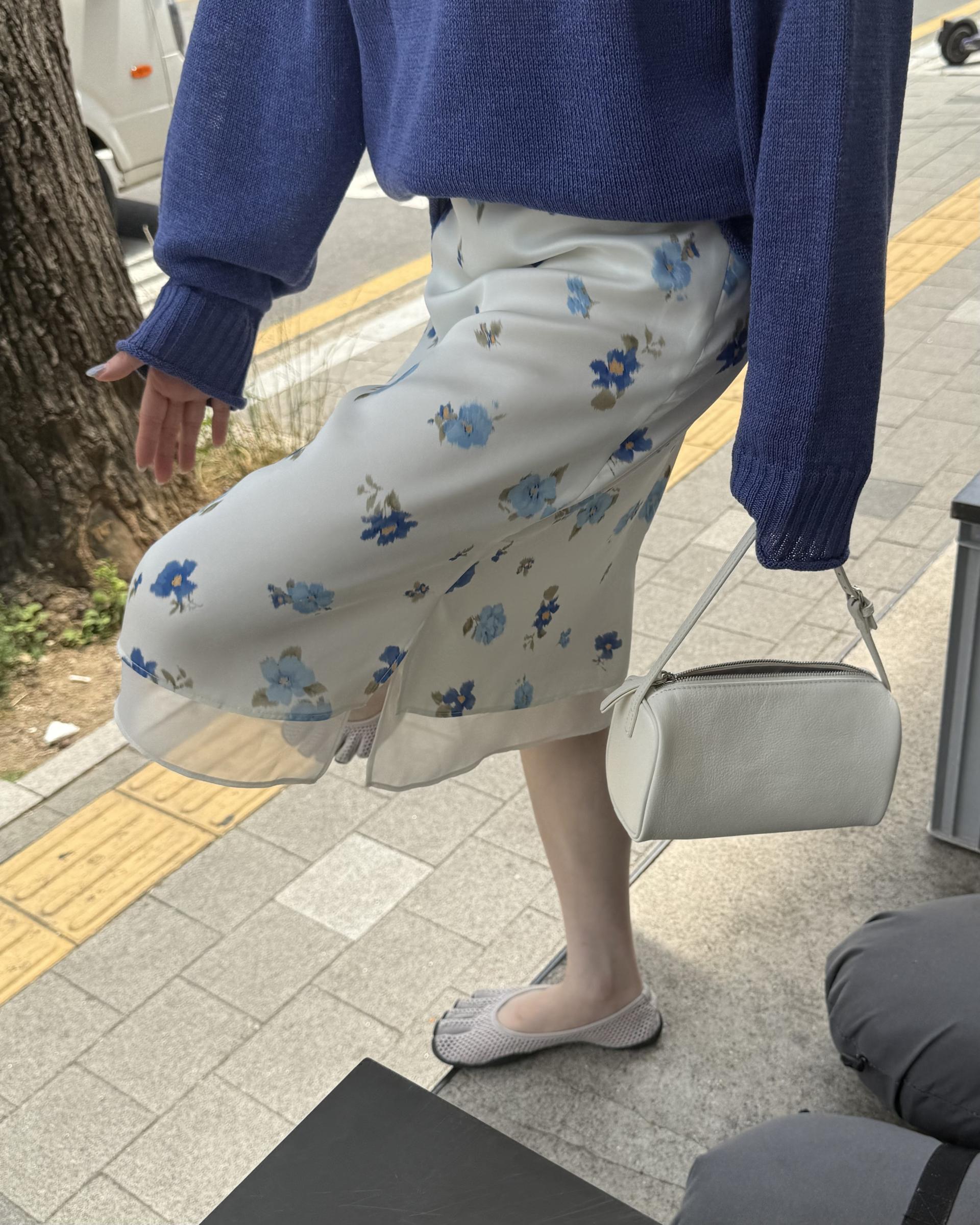 zen flower skirt (cream/mint)