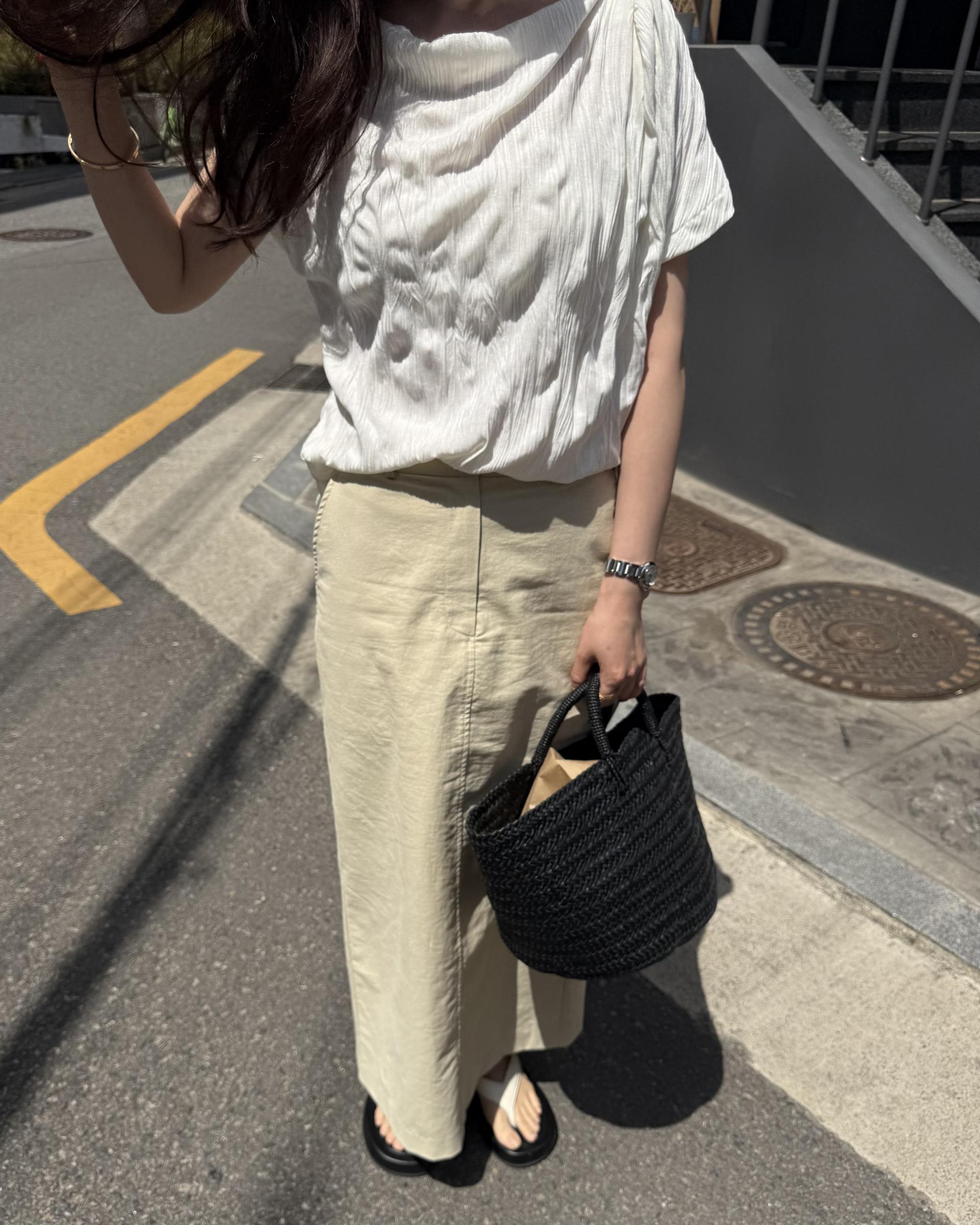 creme cotton skirt (beige/white) 완