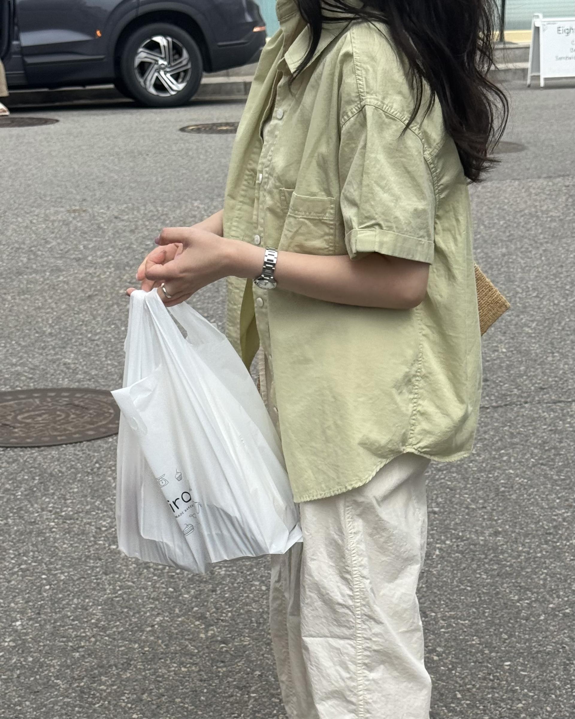 washing half shirt (melon/white/blue)