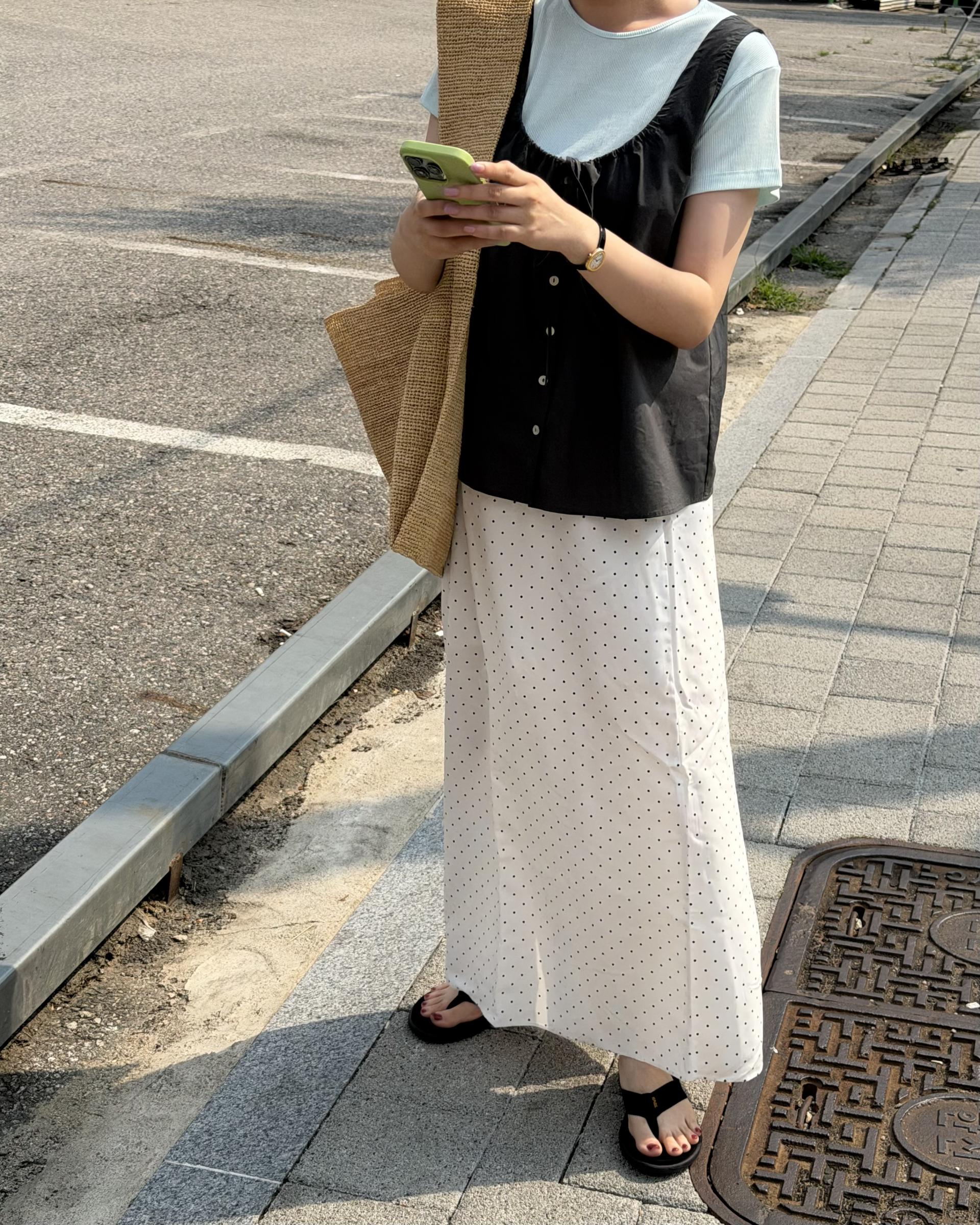 dot maxi skirt