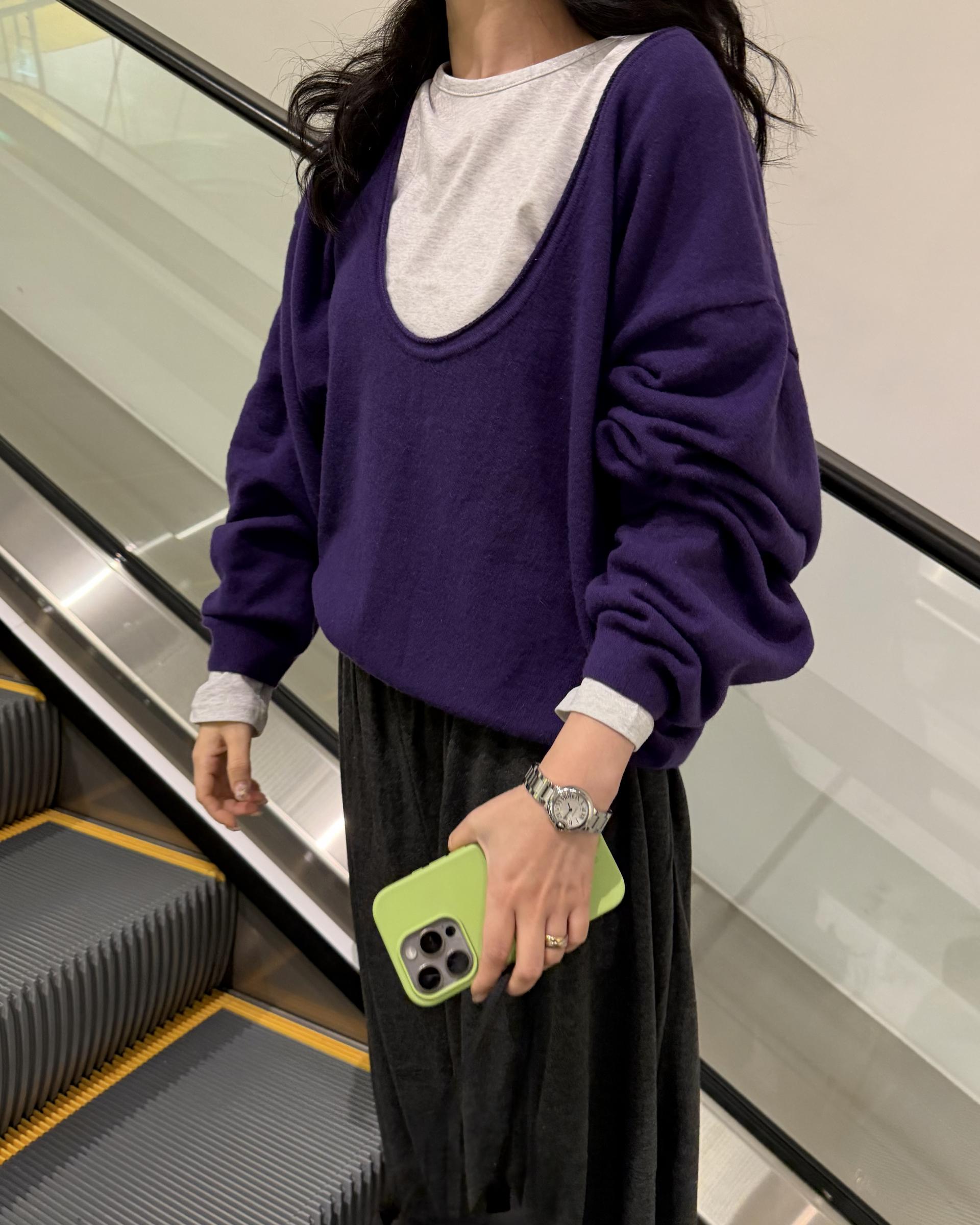 fuego u-neck knit (purple/charcoal/blue)