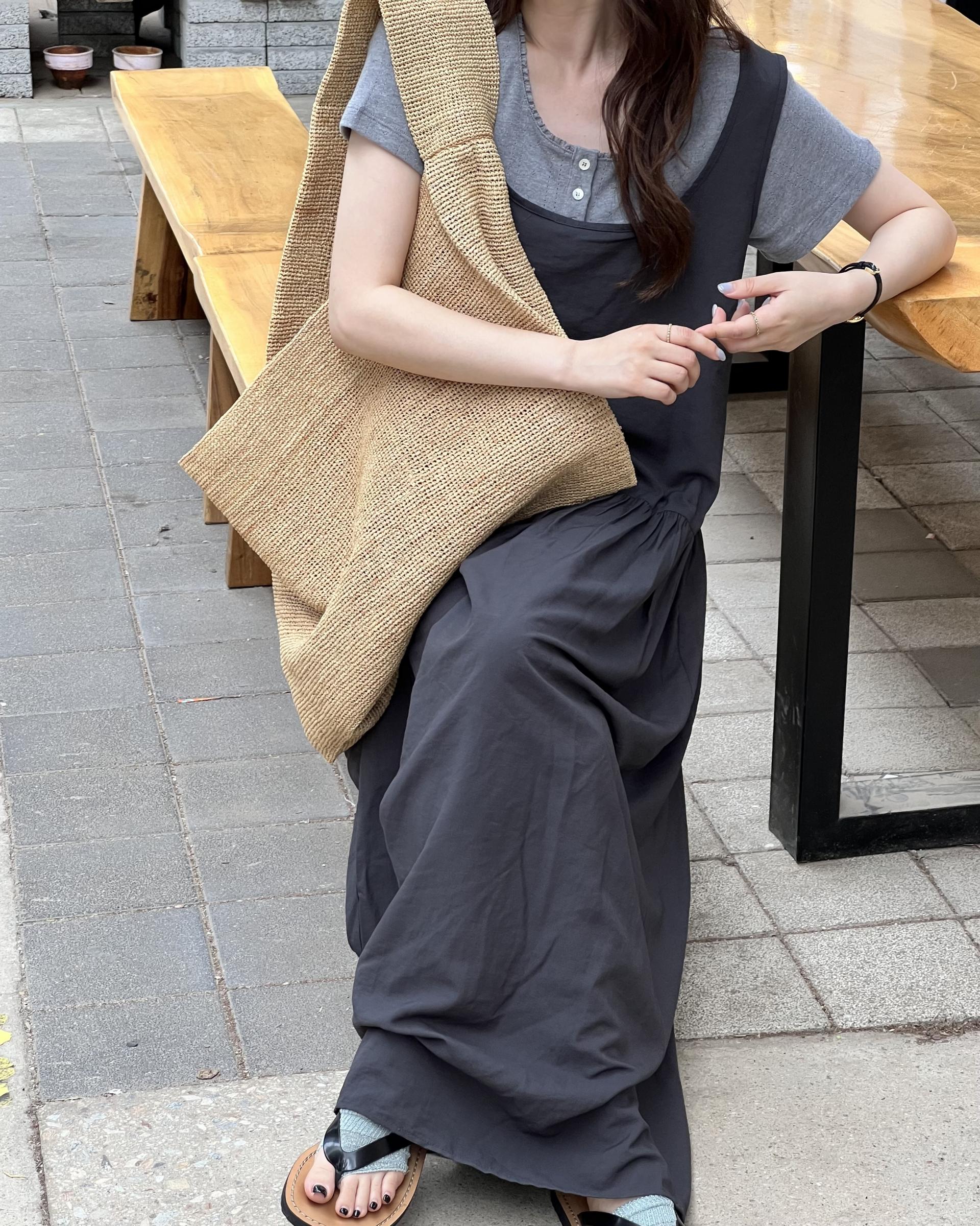 oatmeal dress (charcoal/cream)