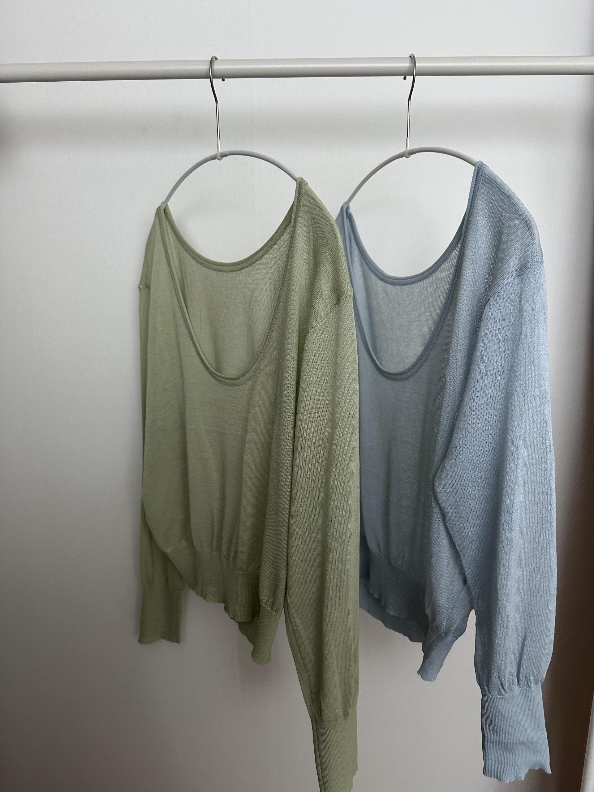 punch u-neck knit (mint/baby blue)소재