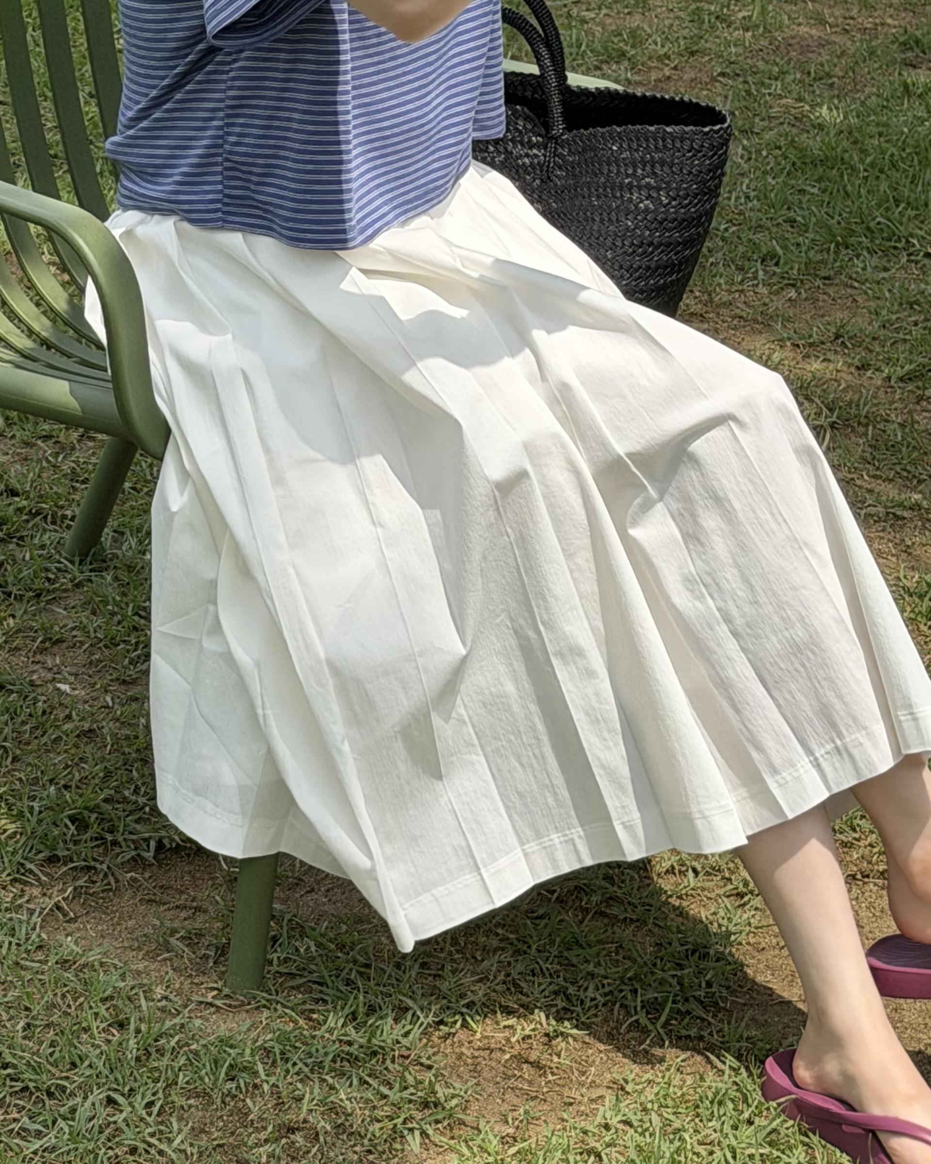 madeleine pleats skirt (check/cream)