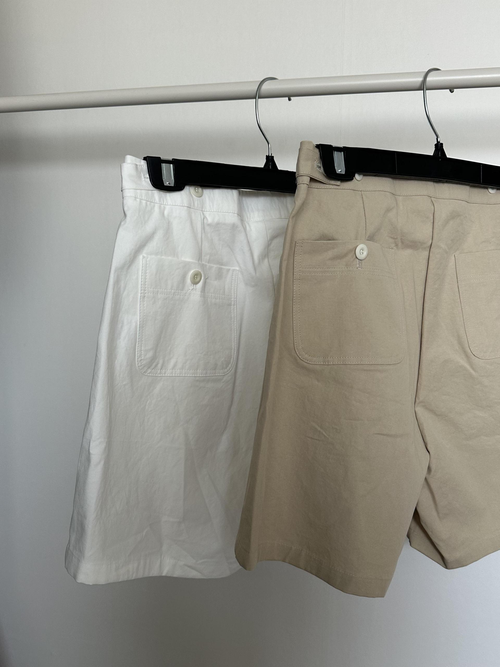 row half pants (beige/white)
