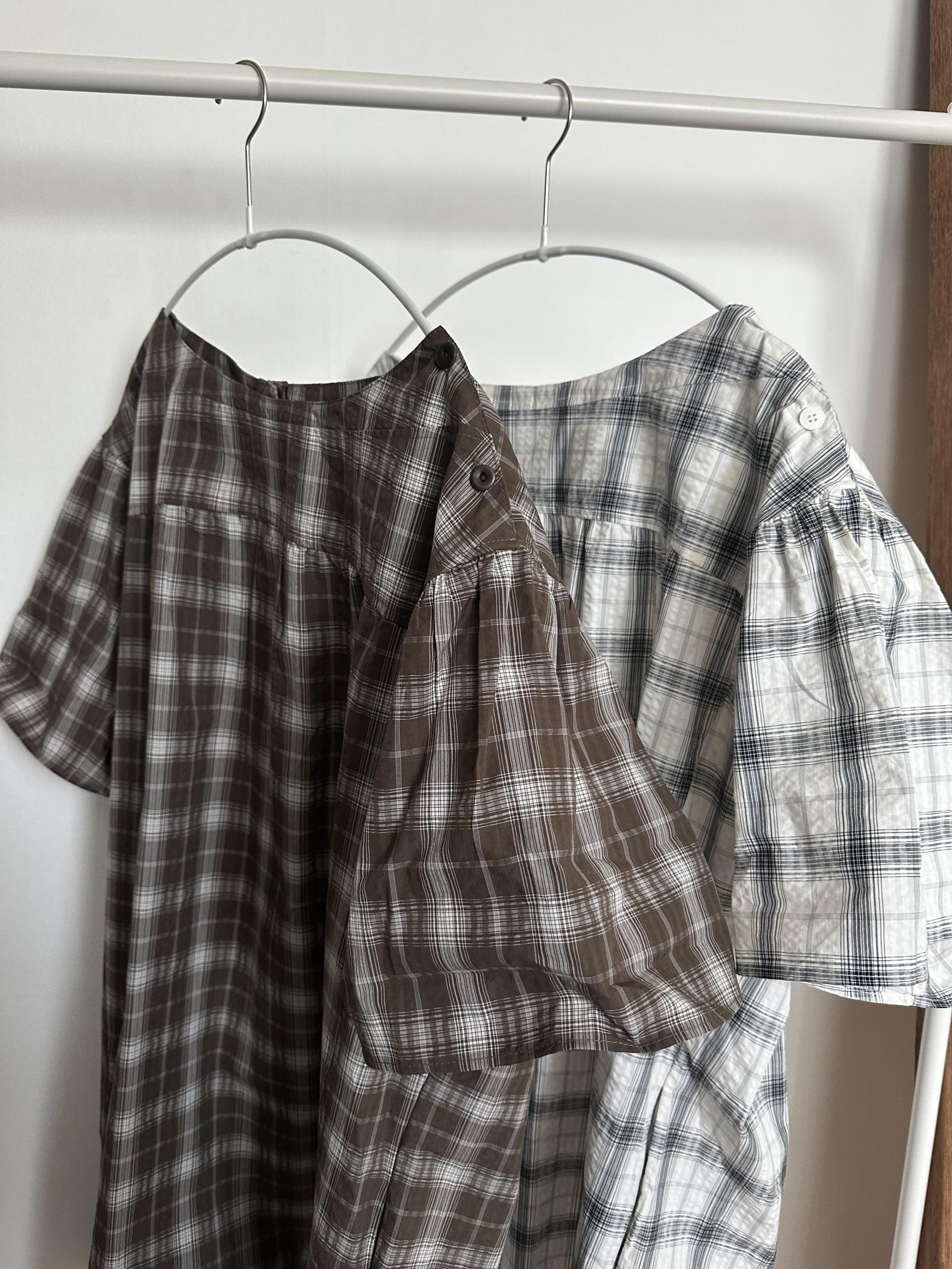 brioche check dress (cream)