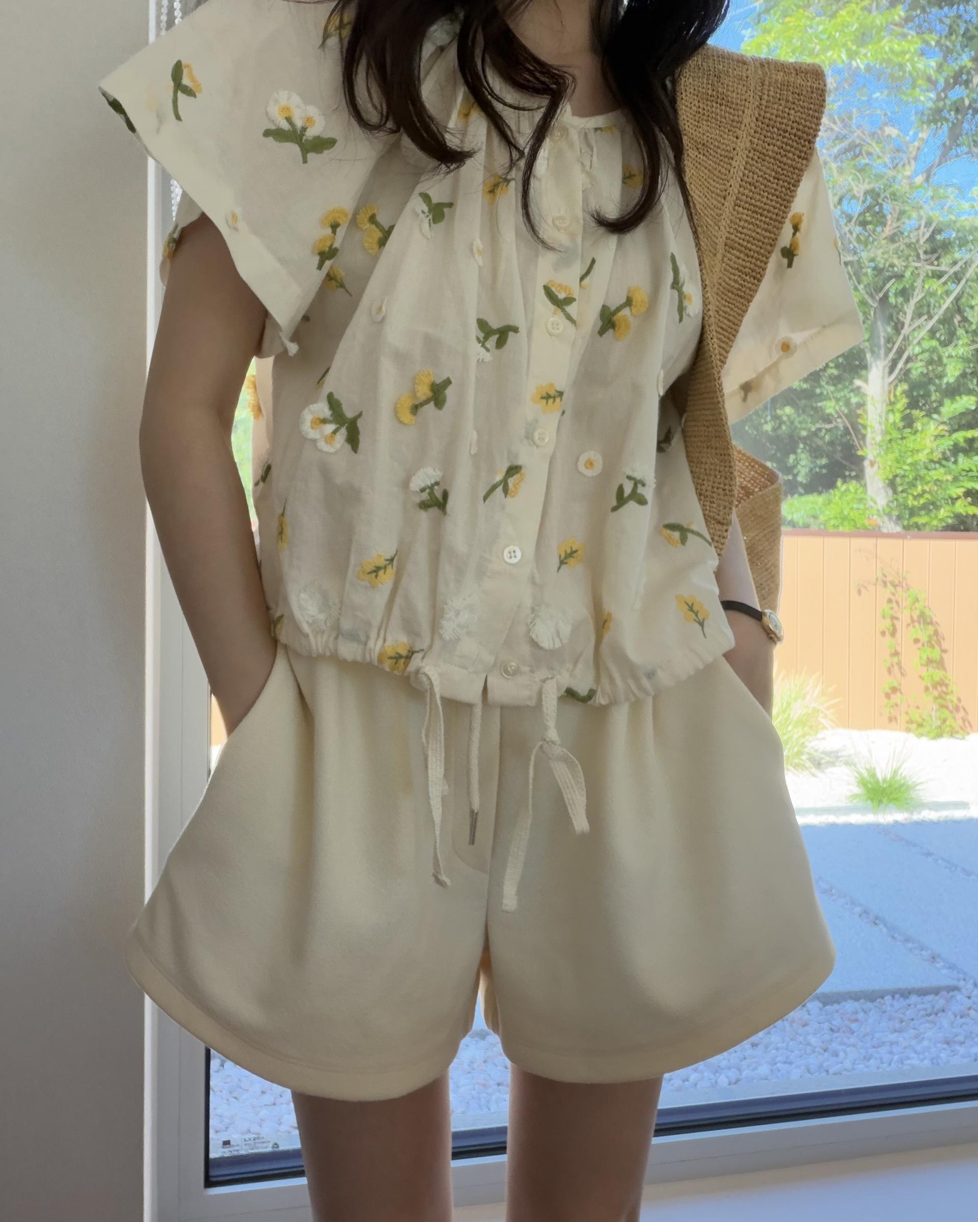 cream terry shorts