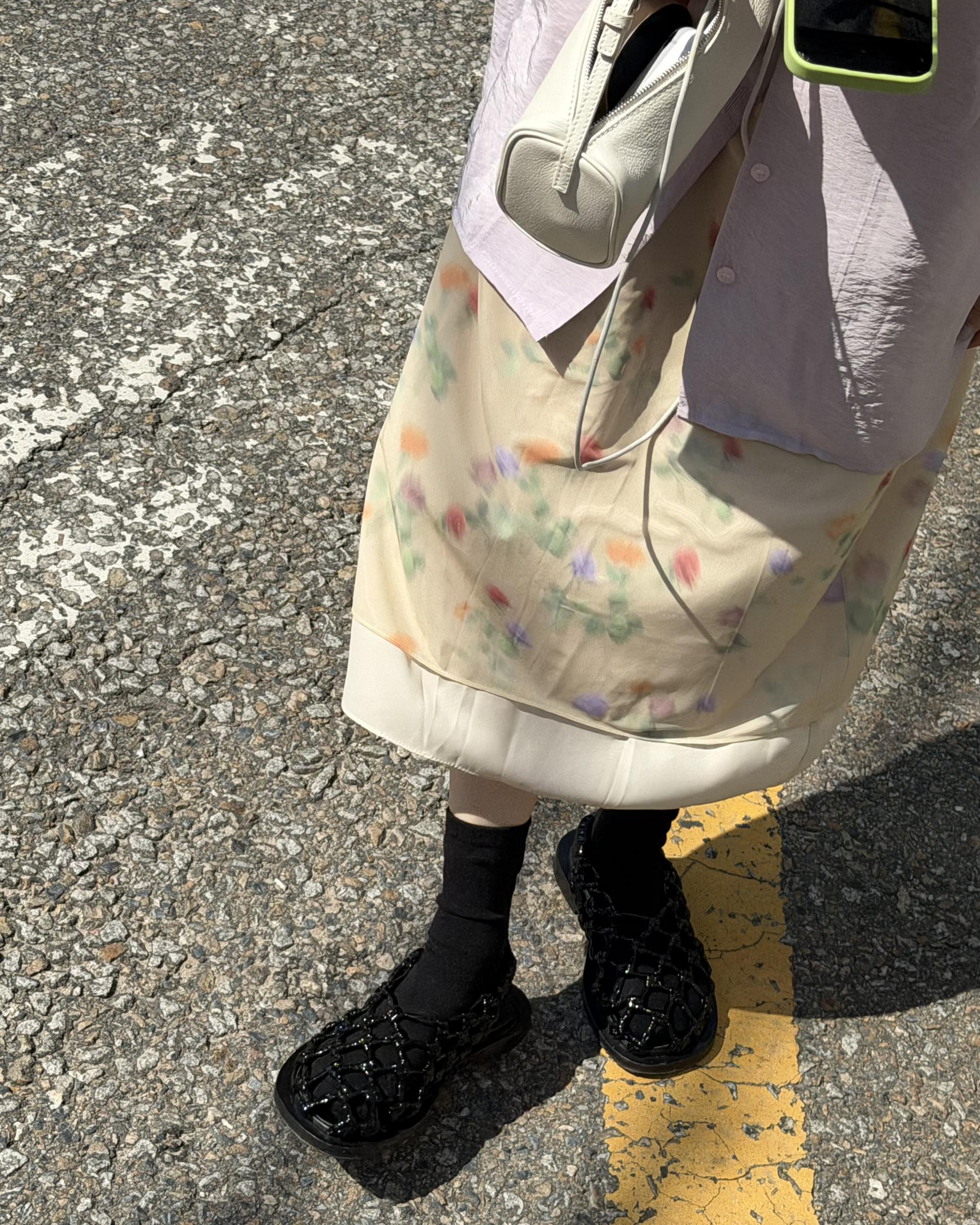 gloss half shirt (cream/lilac)