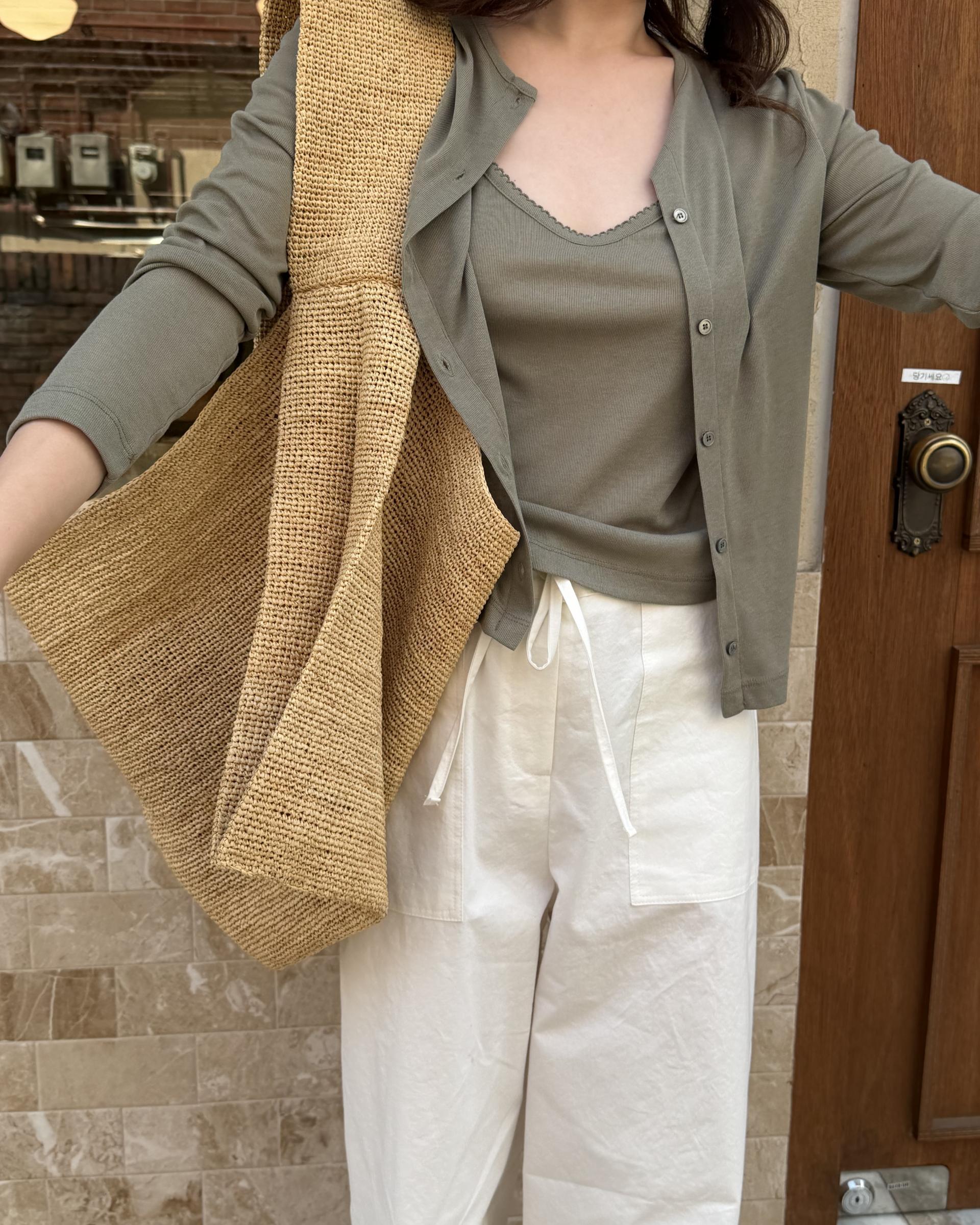 thin cardigan set (navy/khaki)