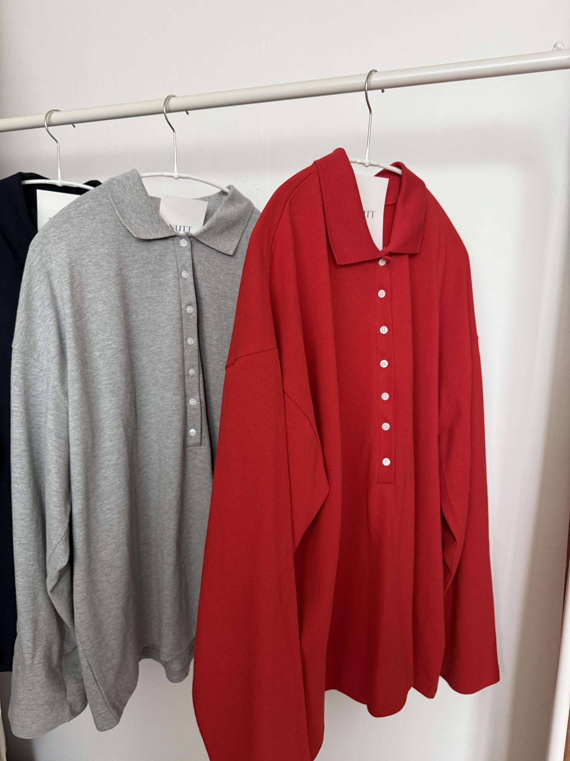 puffin button PK top (grey/navy/red)