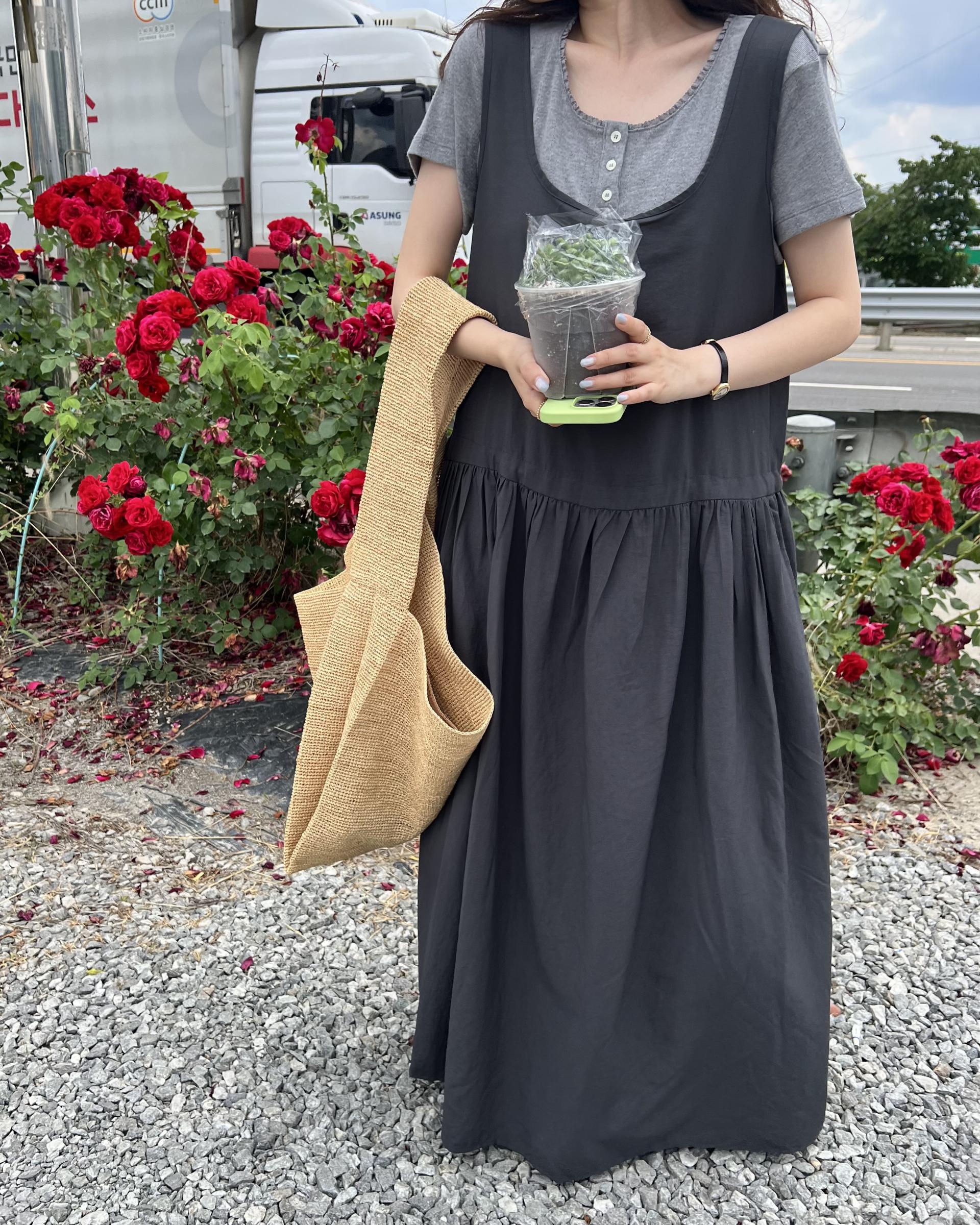 oatmeal dress (charcoal/cream)