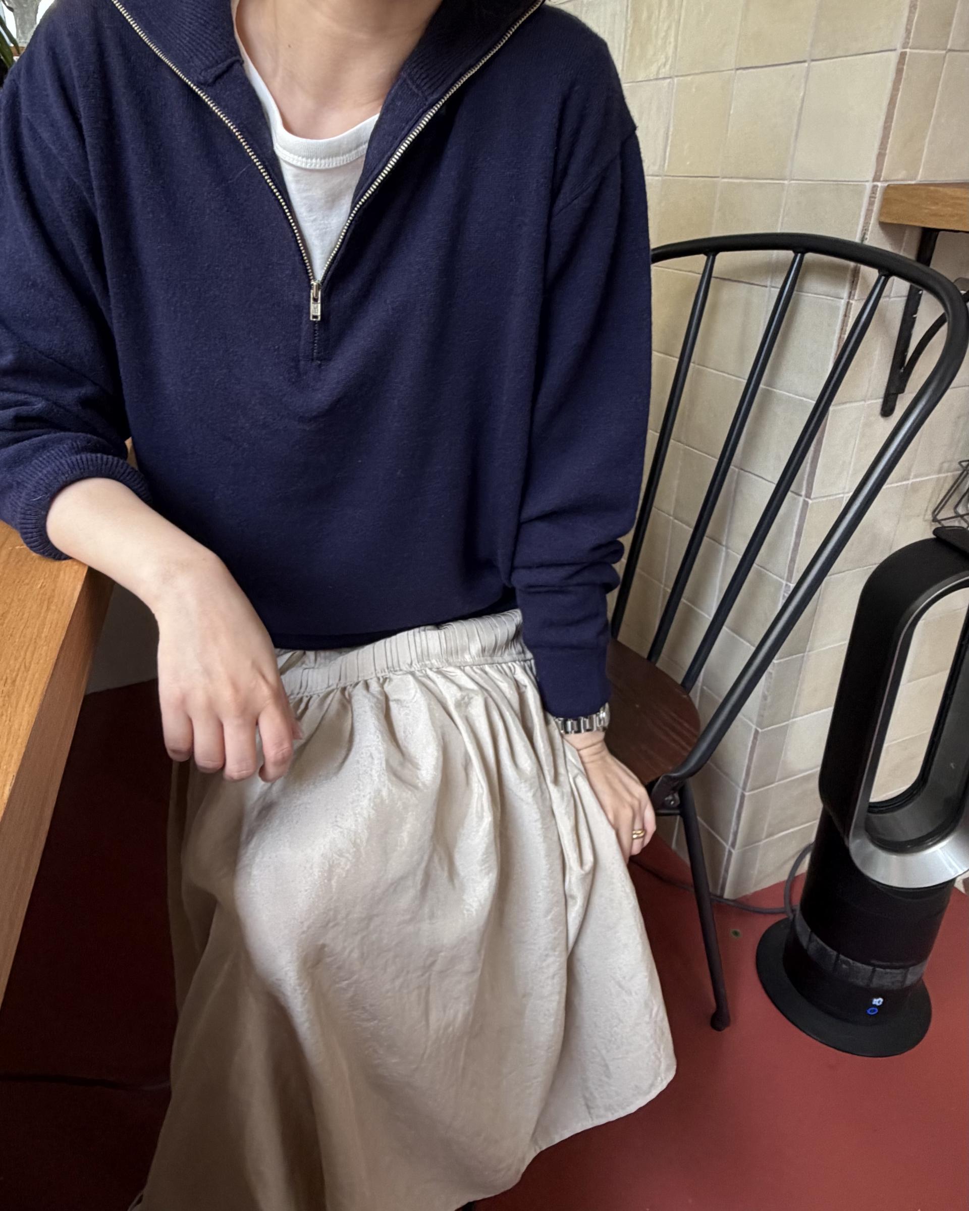 coco knit zip-up (navy/beige/grey)