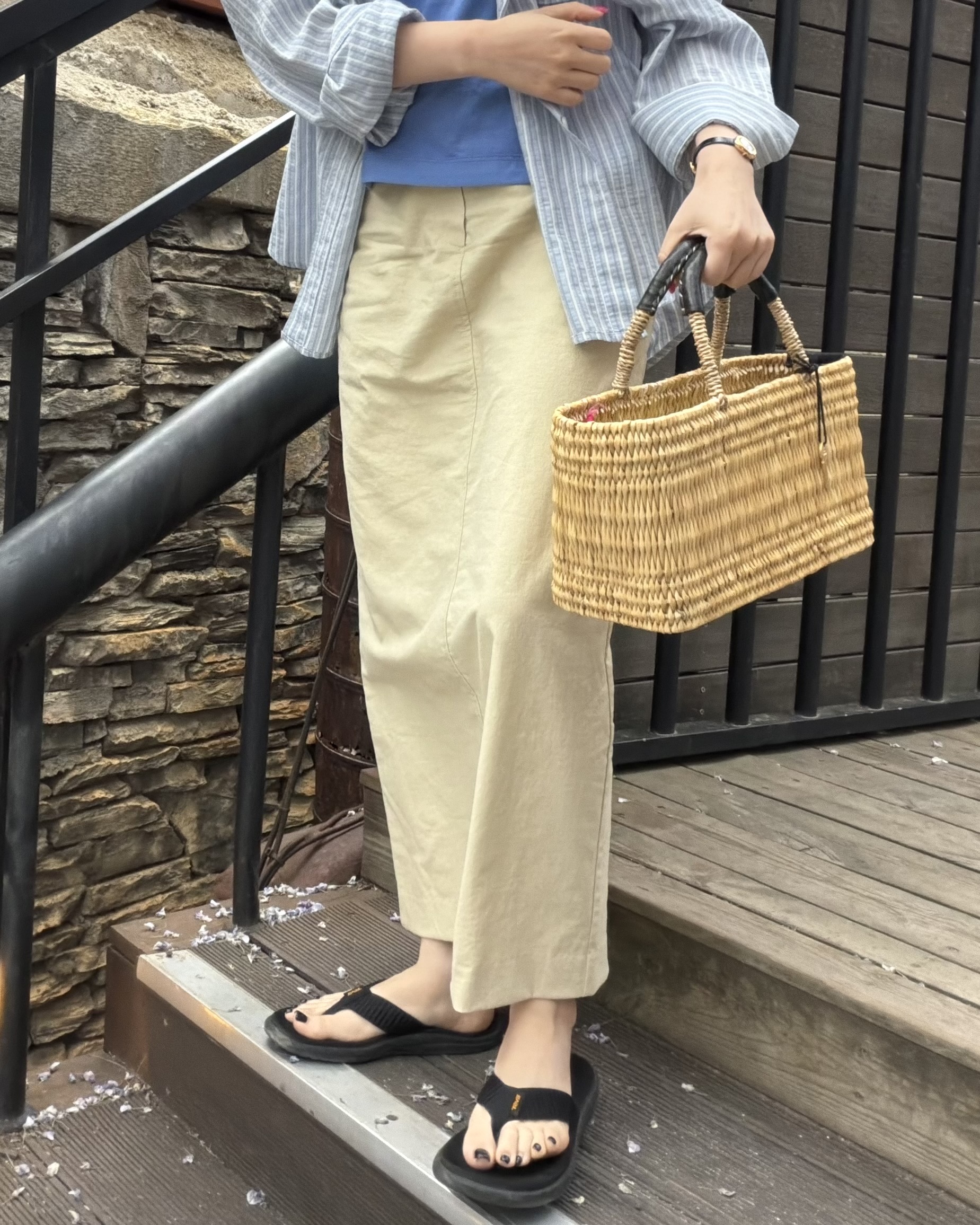 creme cotton skirt (beige/white) 완