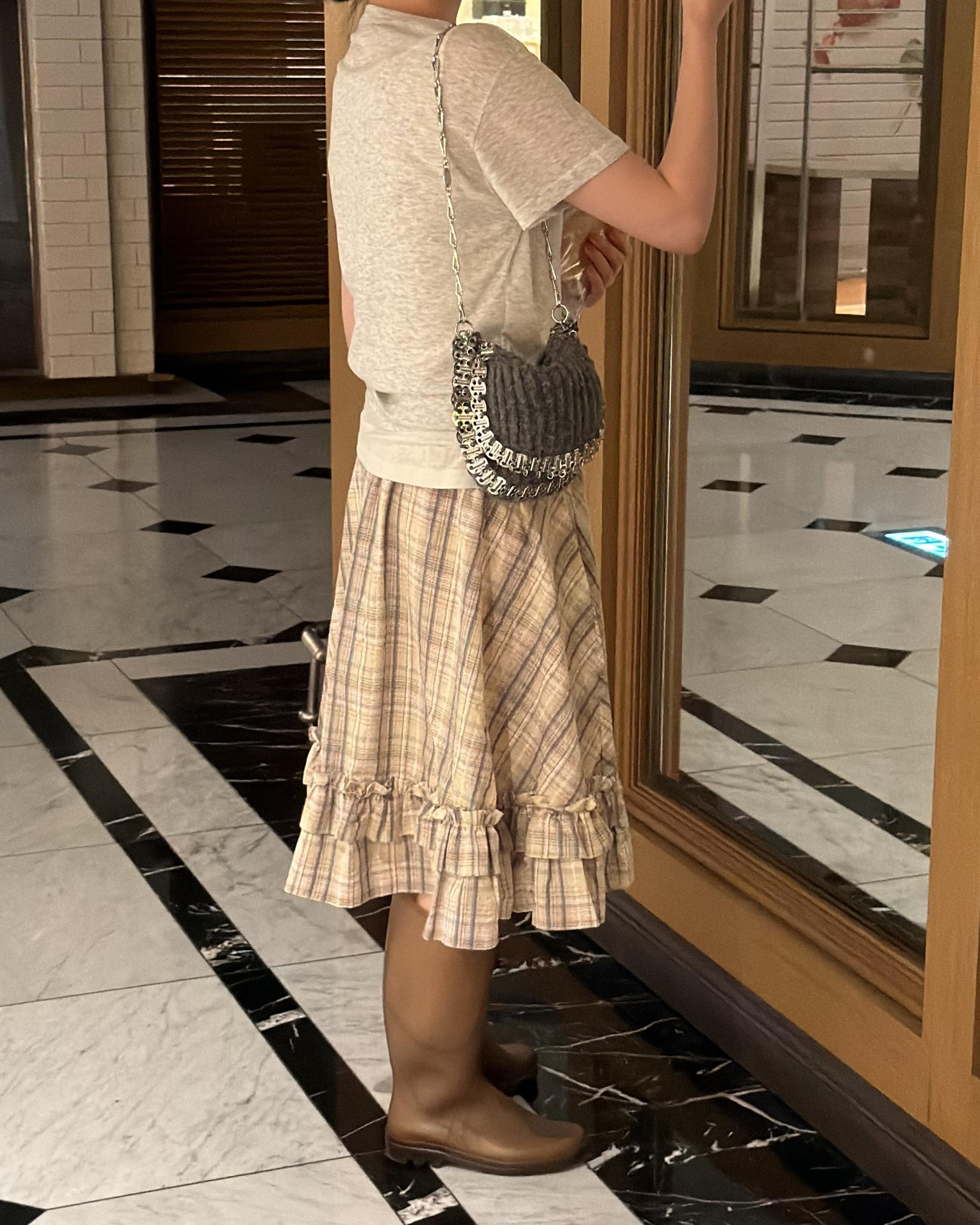 matilda check skirt (right mint/right yellow)
