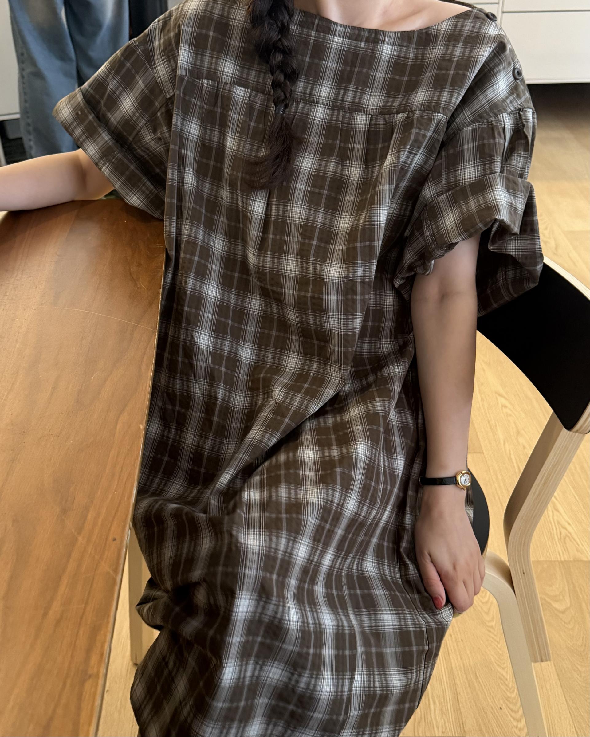 brioche check dress (mocha)
