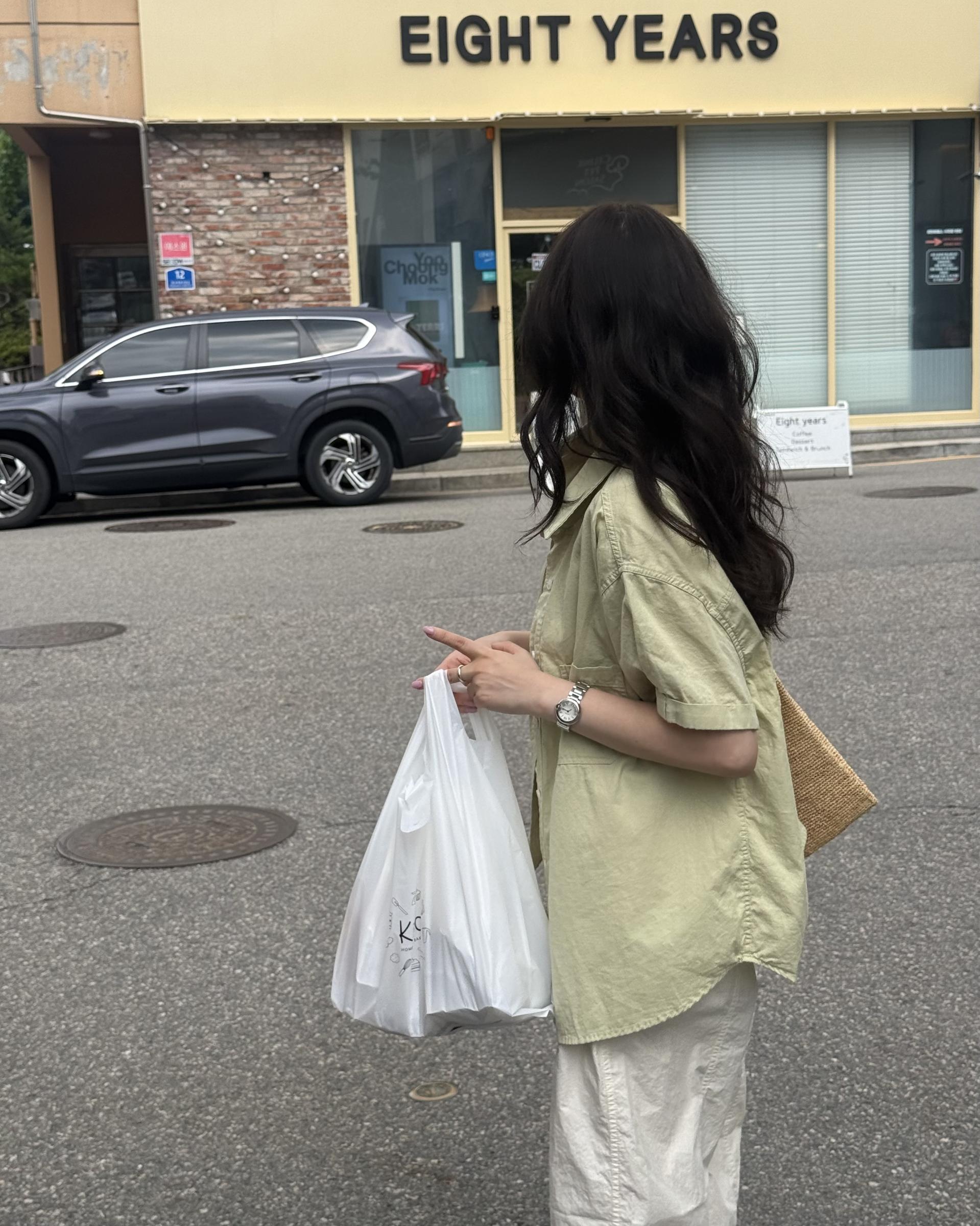 washing half shirt (melon/white/blue)