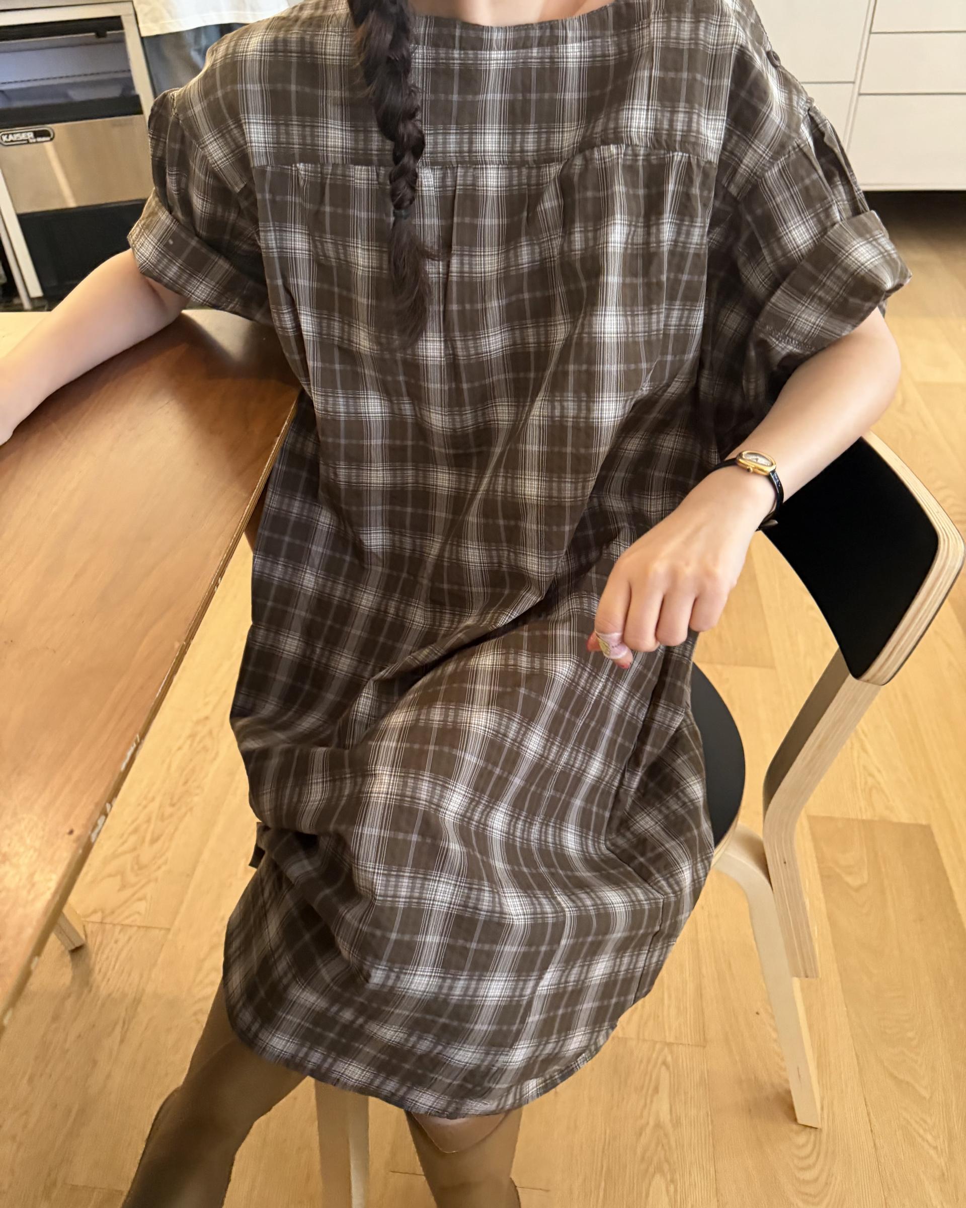 brioche check dress (mocha)