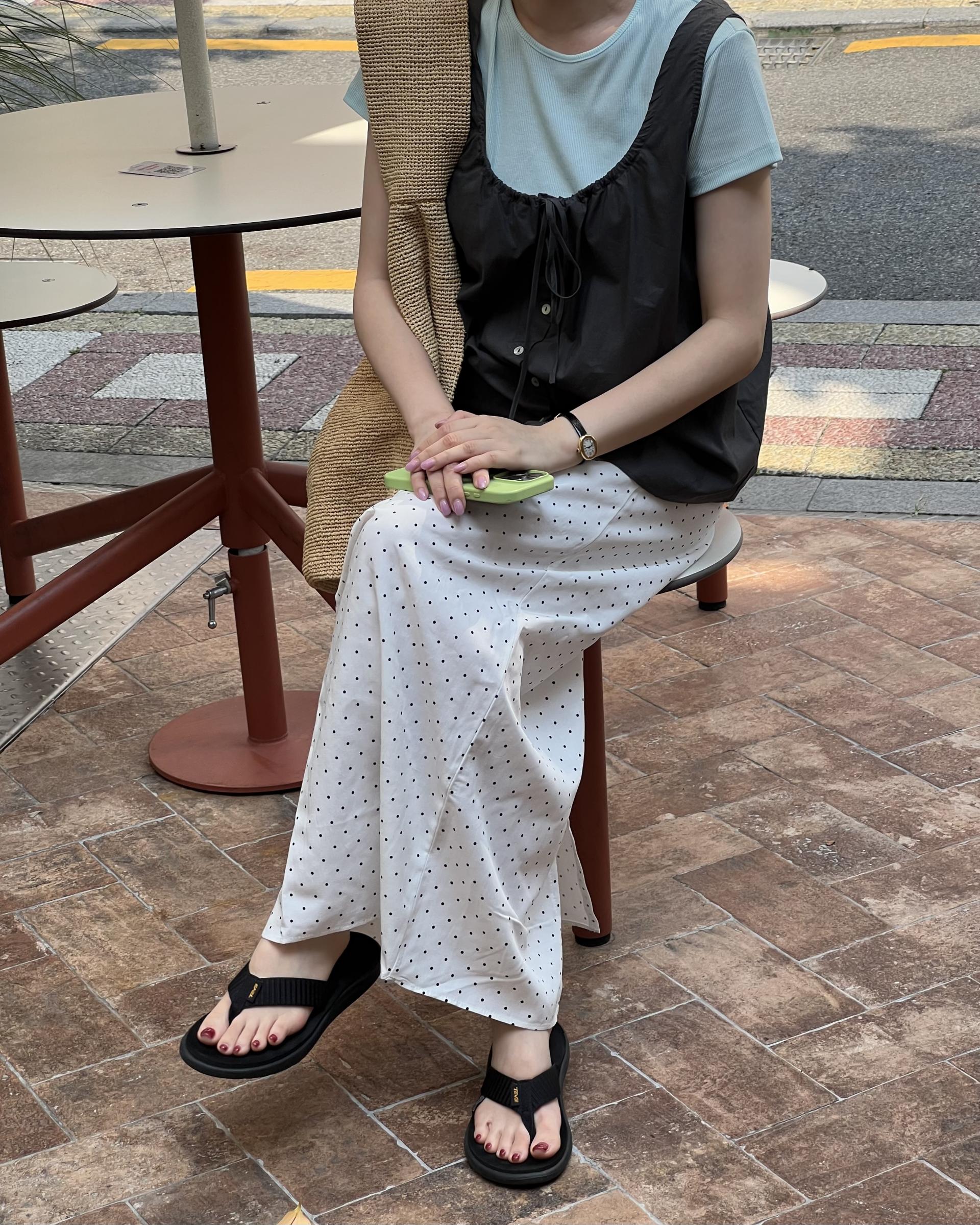 dot maxi skirt
