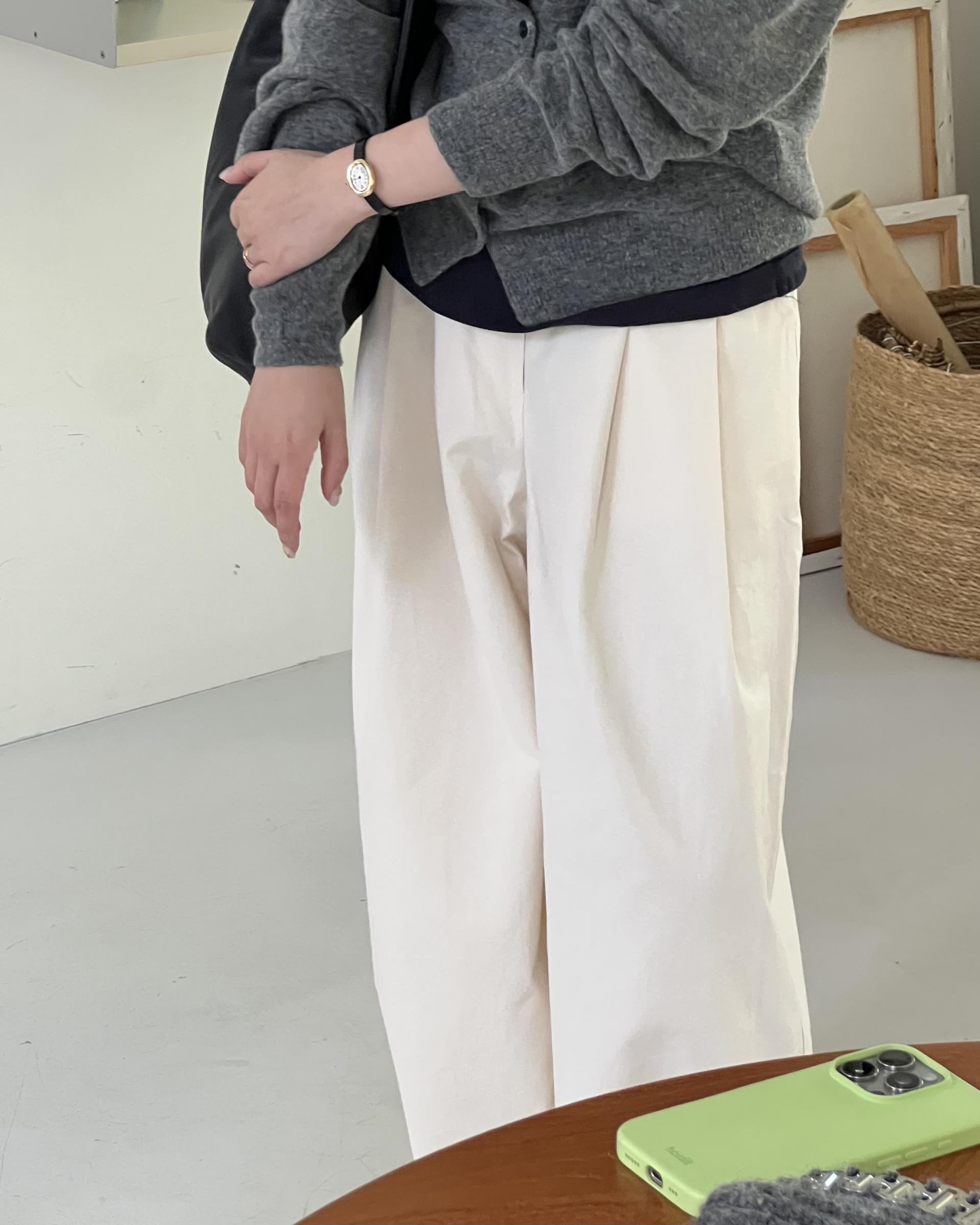 cotton pintuck pants (navy/cream/khaki)