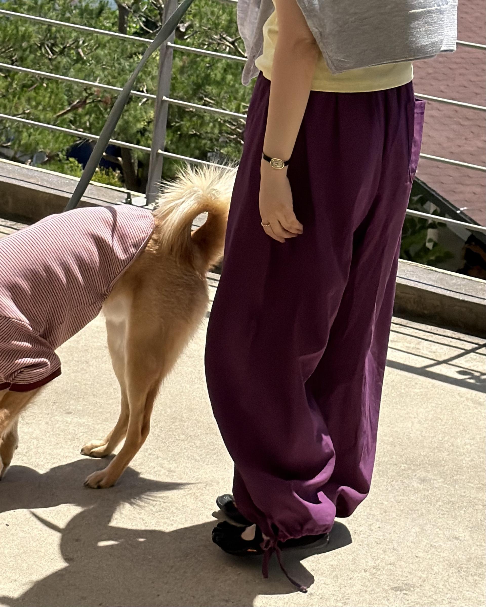 boat linen pants (purple/green)