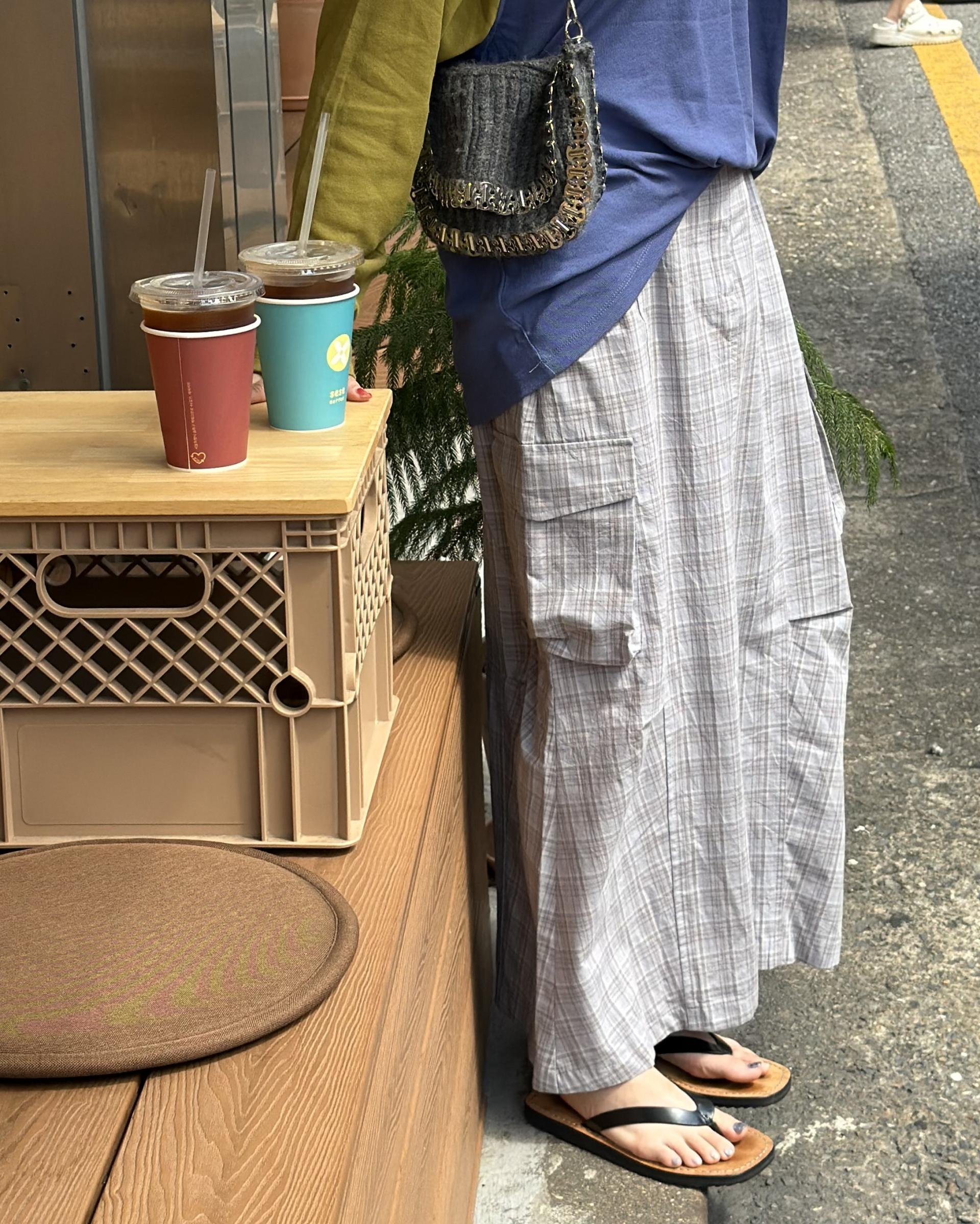 teddy check skirt (grey/navy)