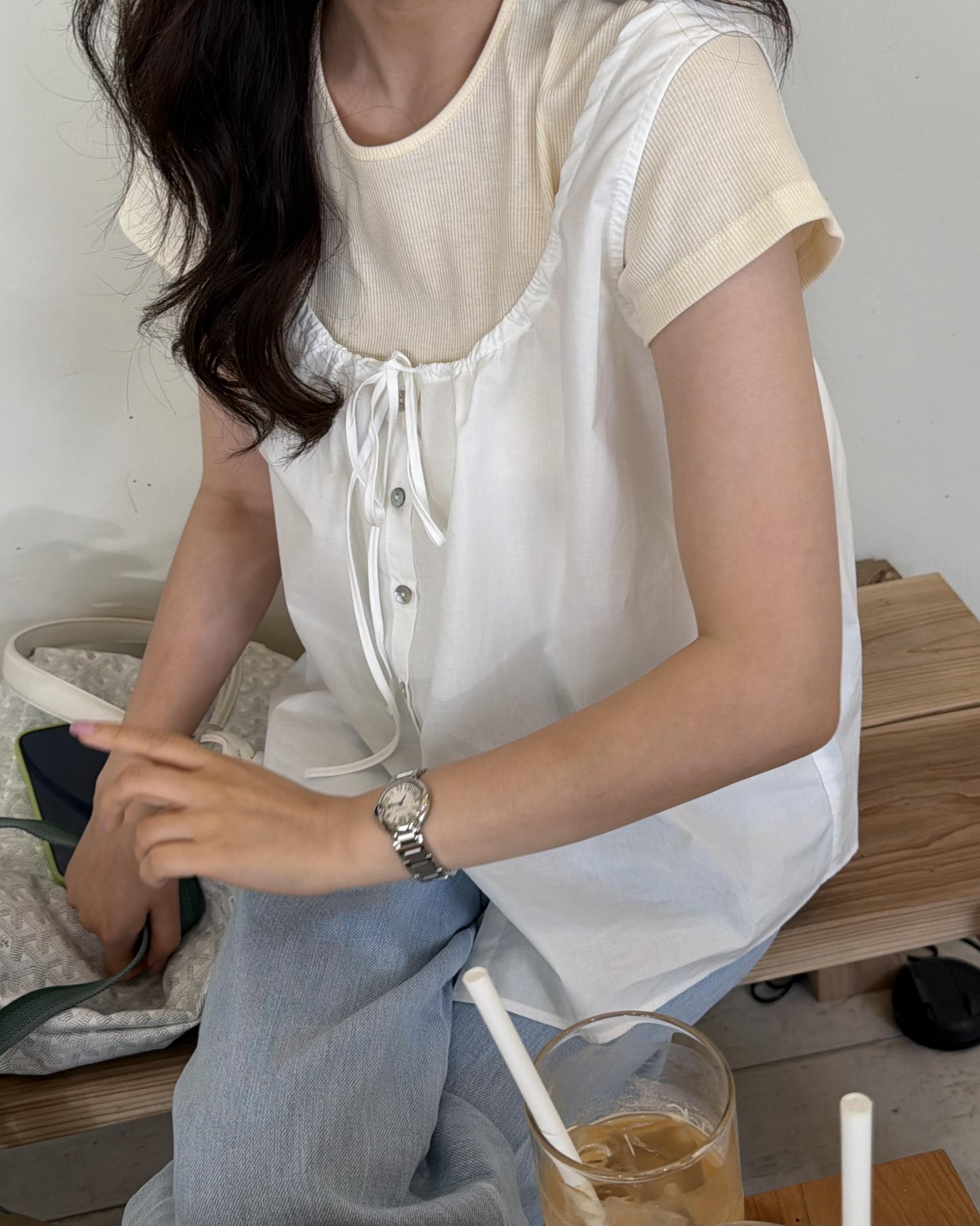 dew blouse (charcoal/white)