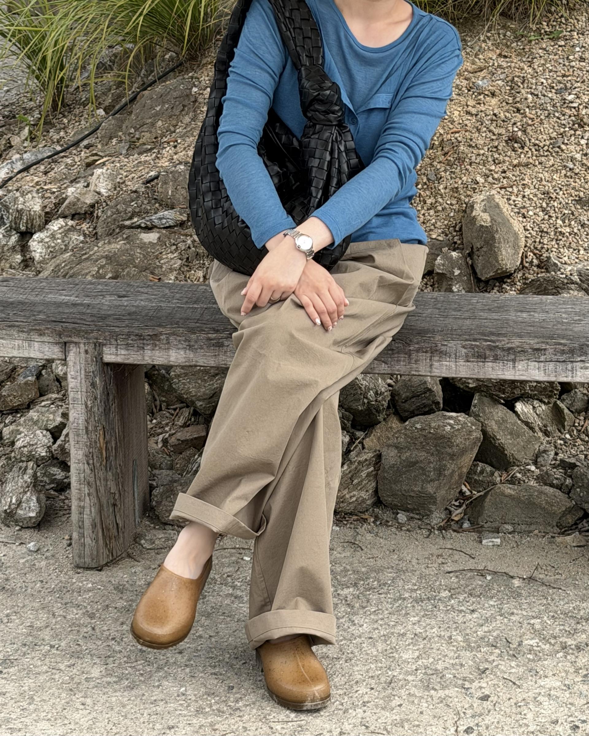 cotton pintuck pants (navy/cream/khaki)