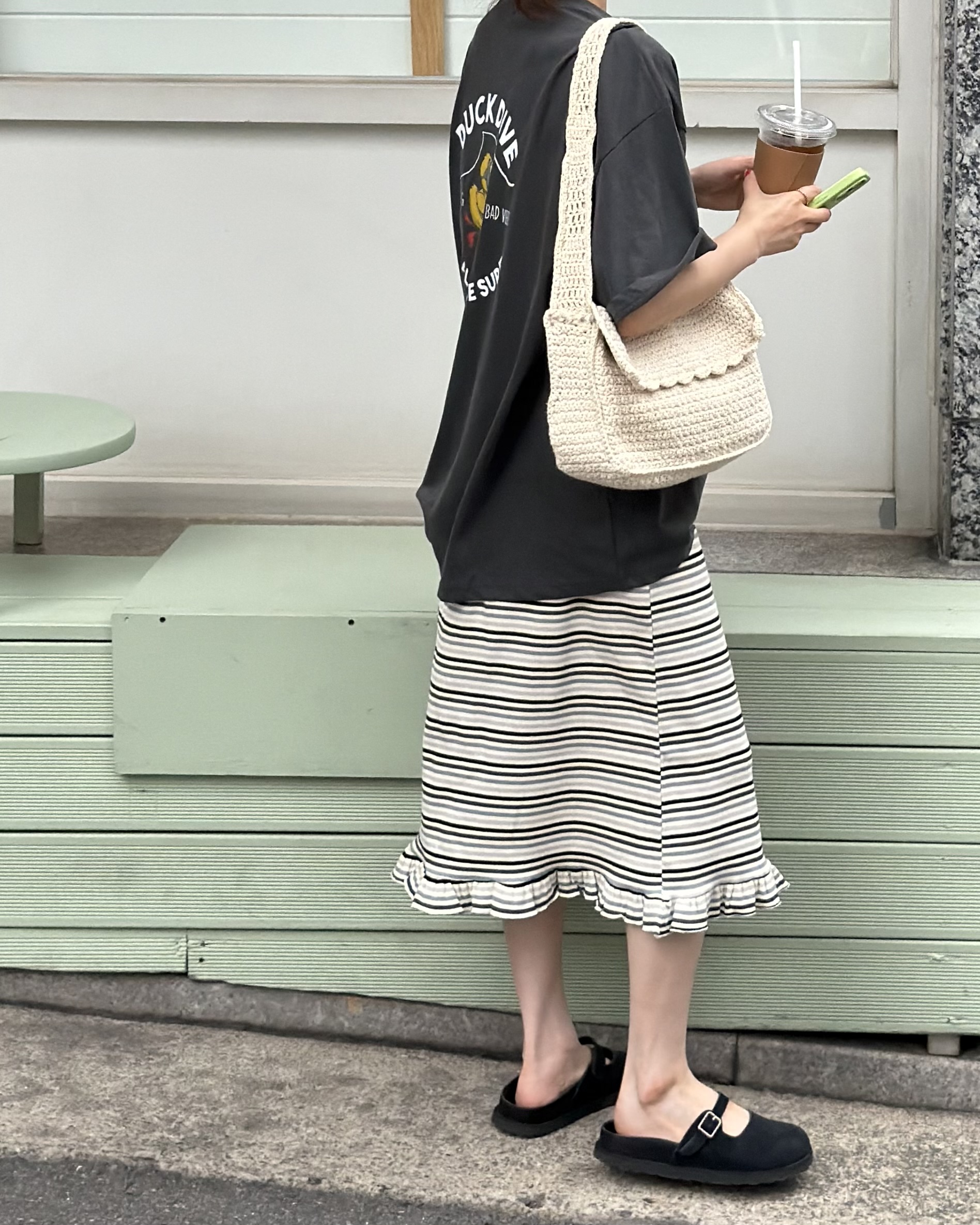 boo stripe banding skirt