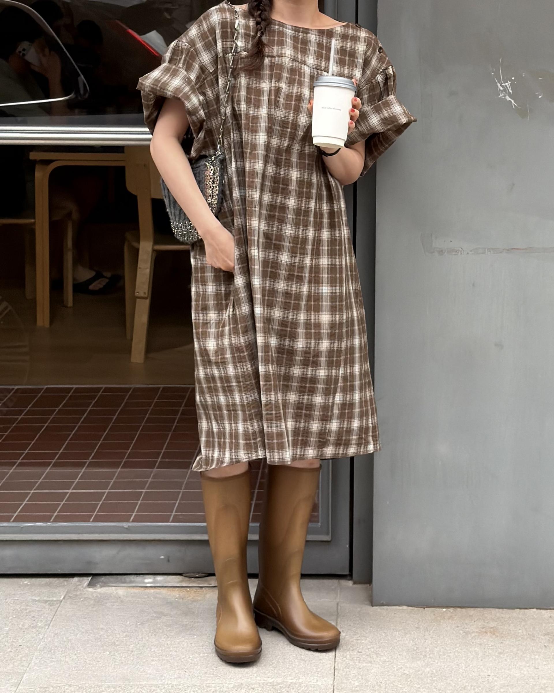 brioche check dress (mocha)