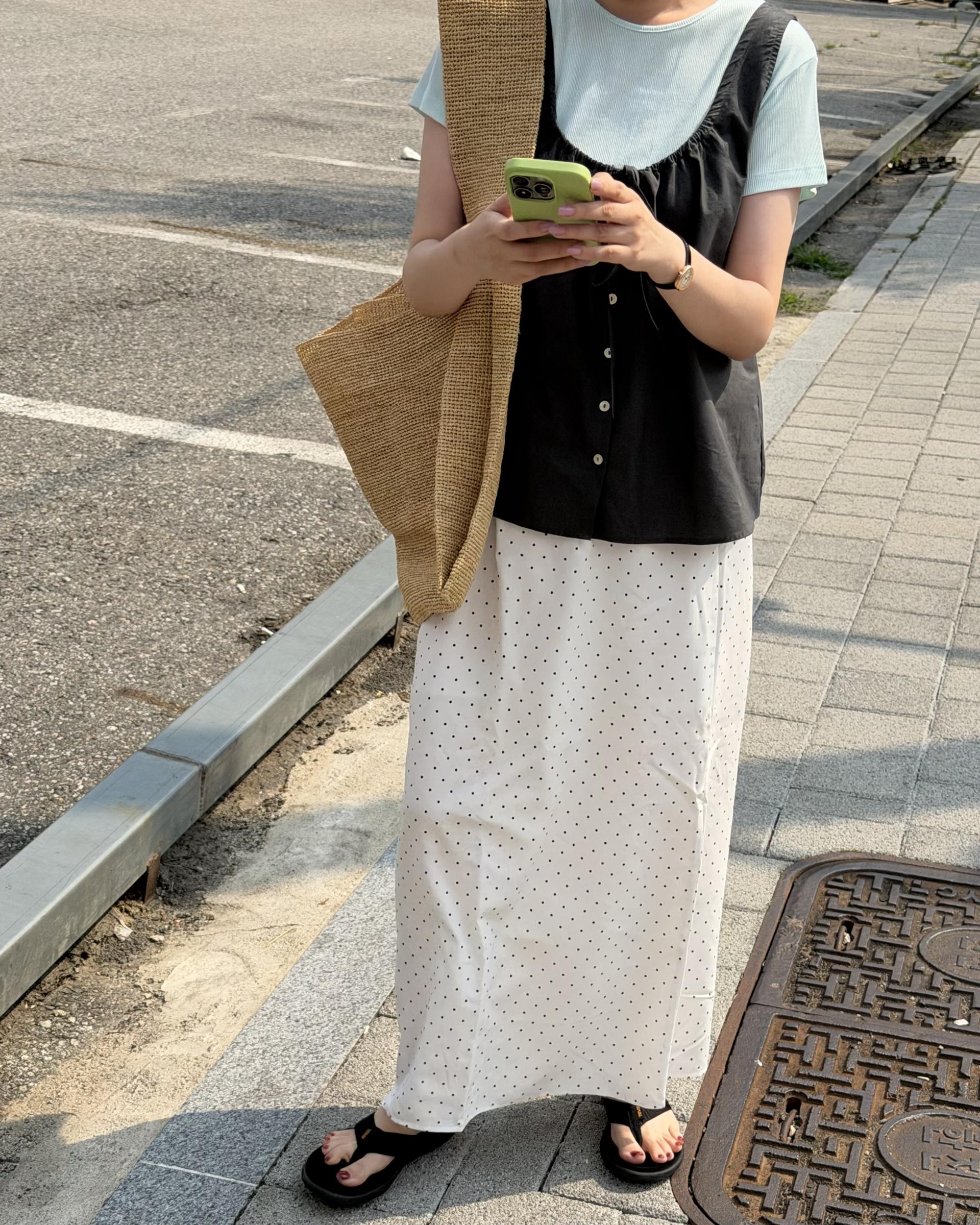 dot maxi skirt