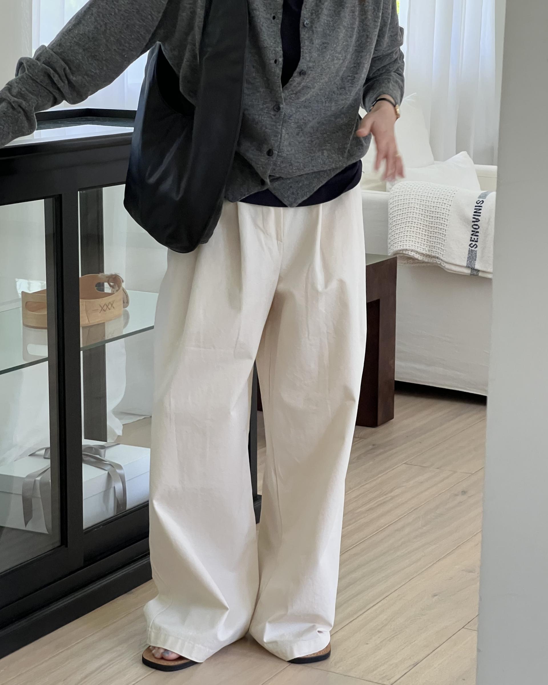 cotton pintuck pants (navy/cream/khaki)