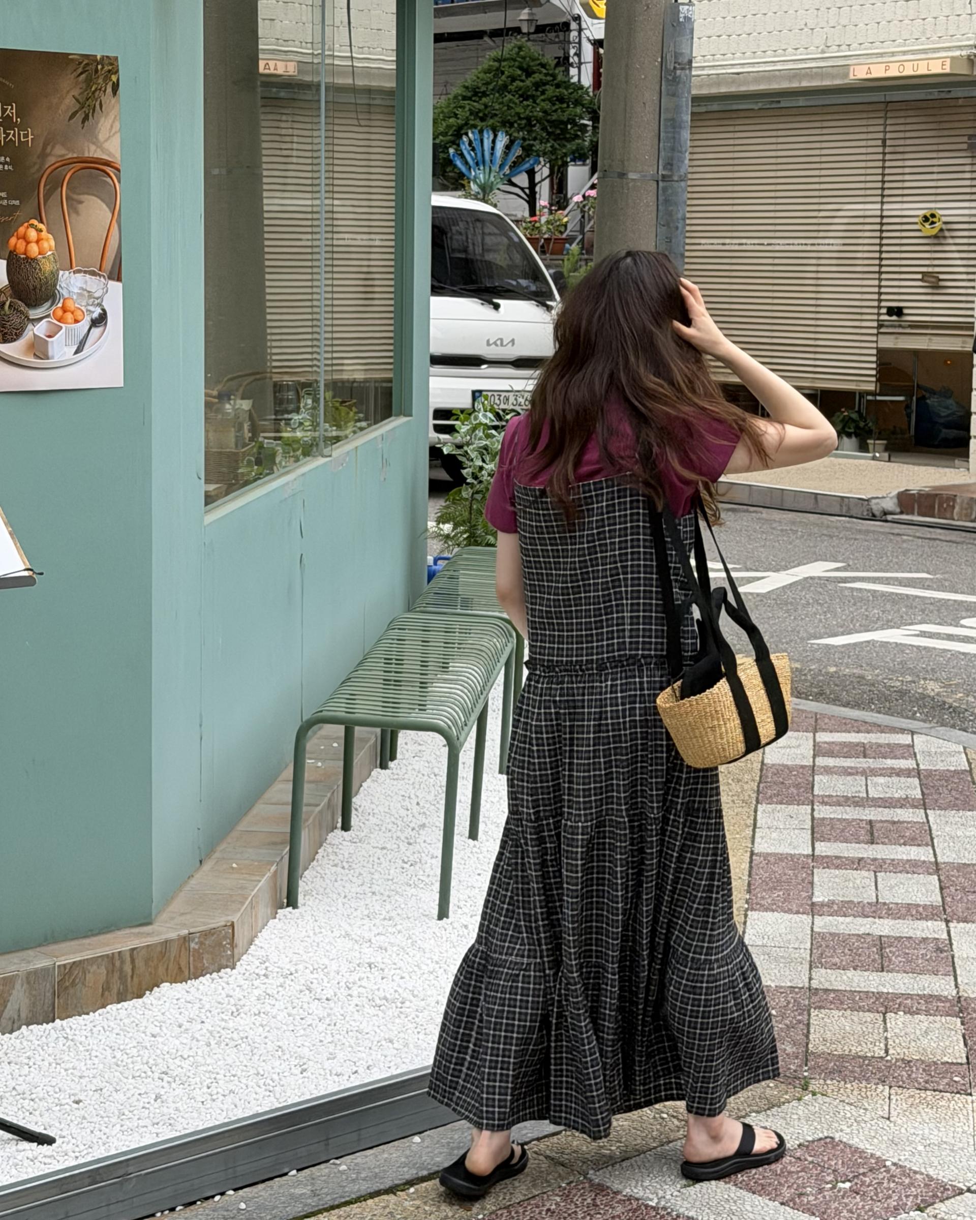 kate check dress (black/blue)