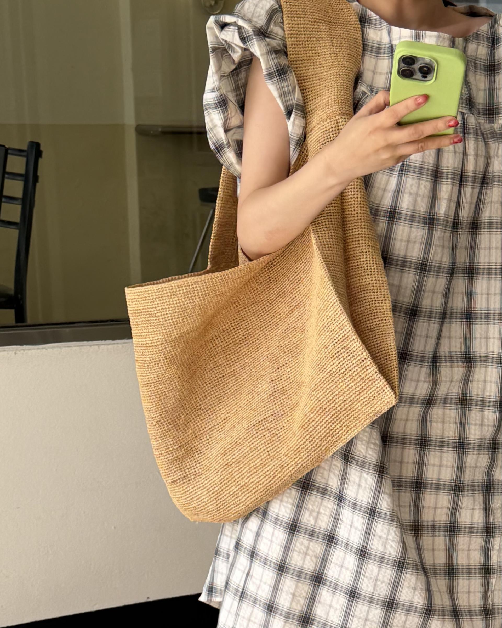 brioche check dress (cream)