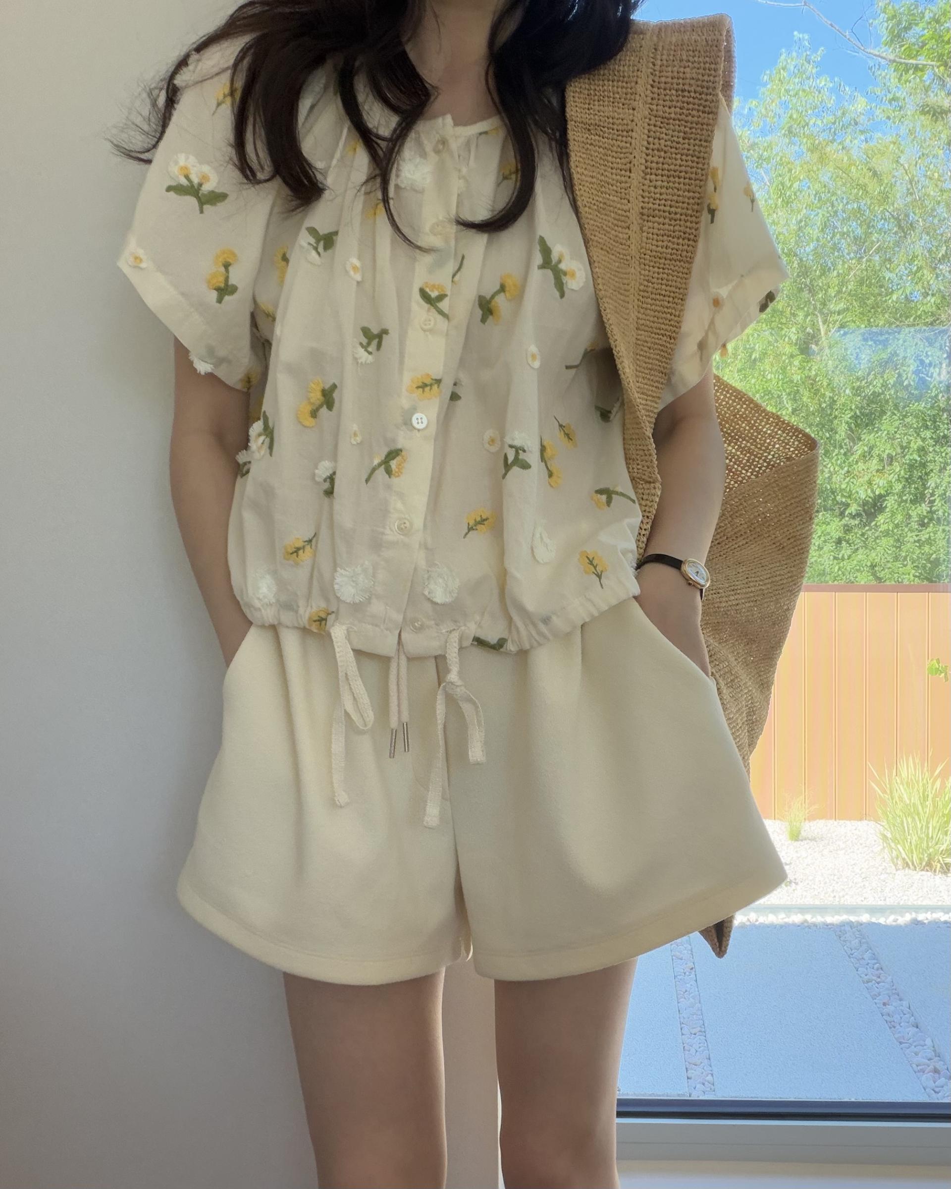 cream terry shorts