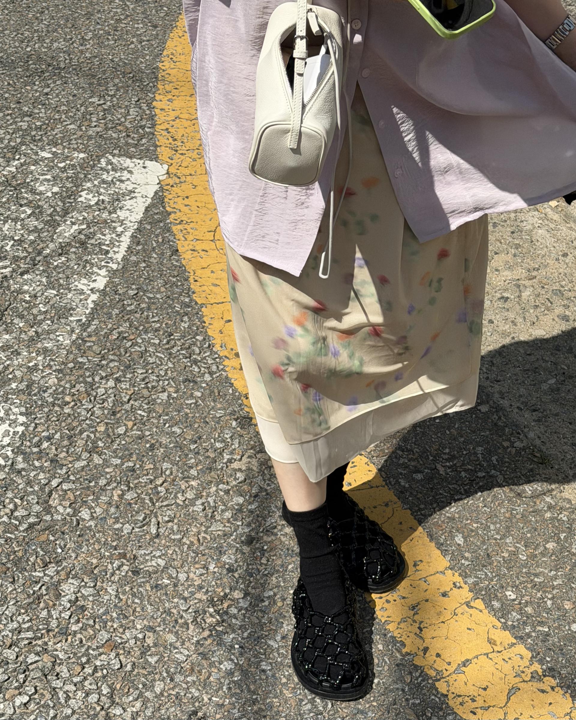 gloss half shirt (cream/lilac)