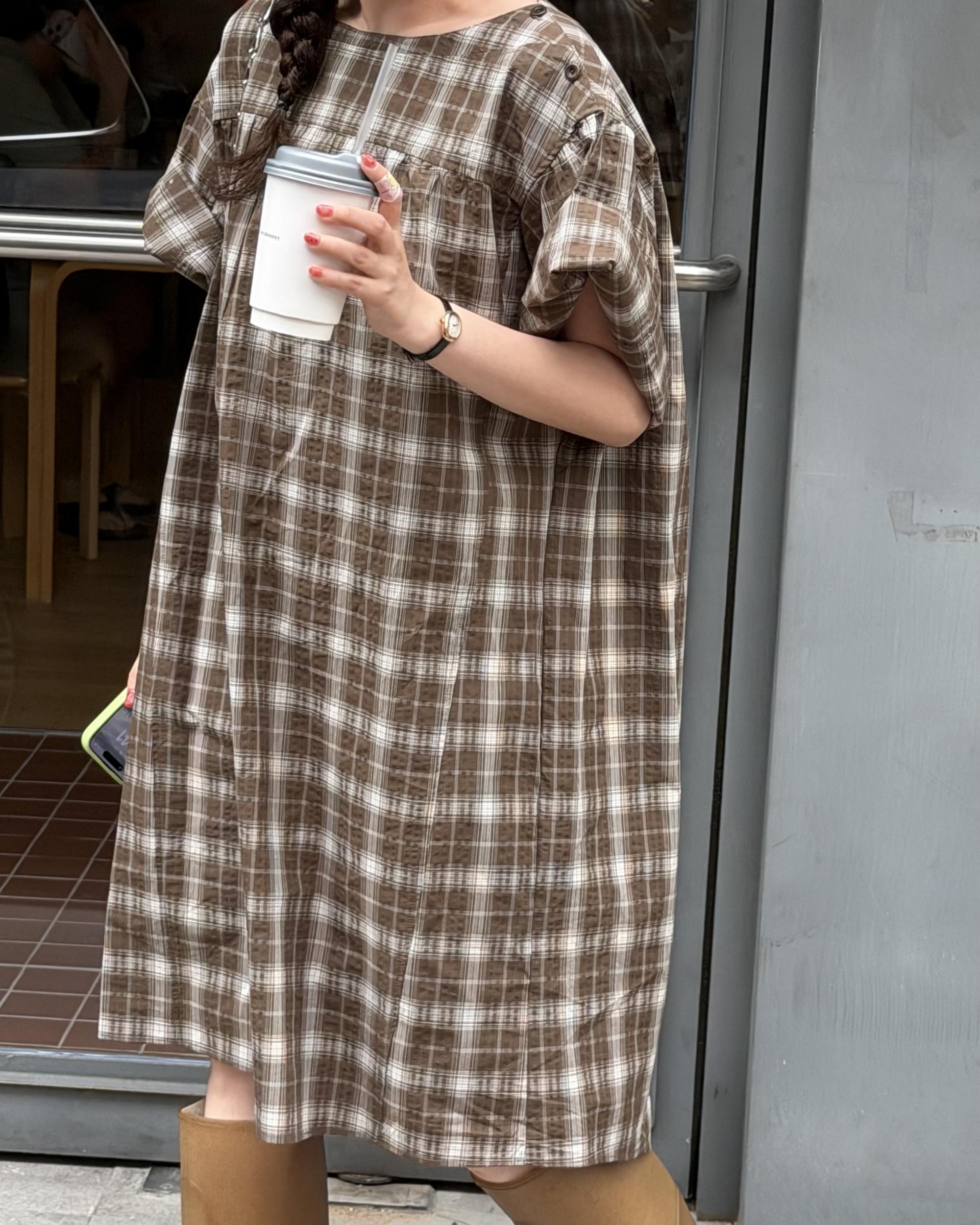 brioche check dress (mocha)